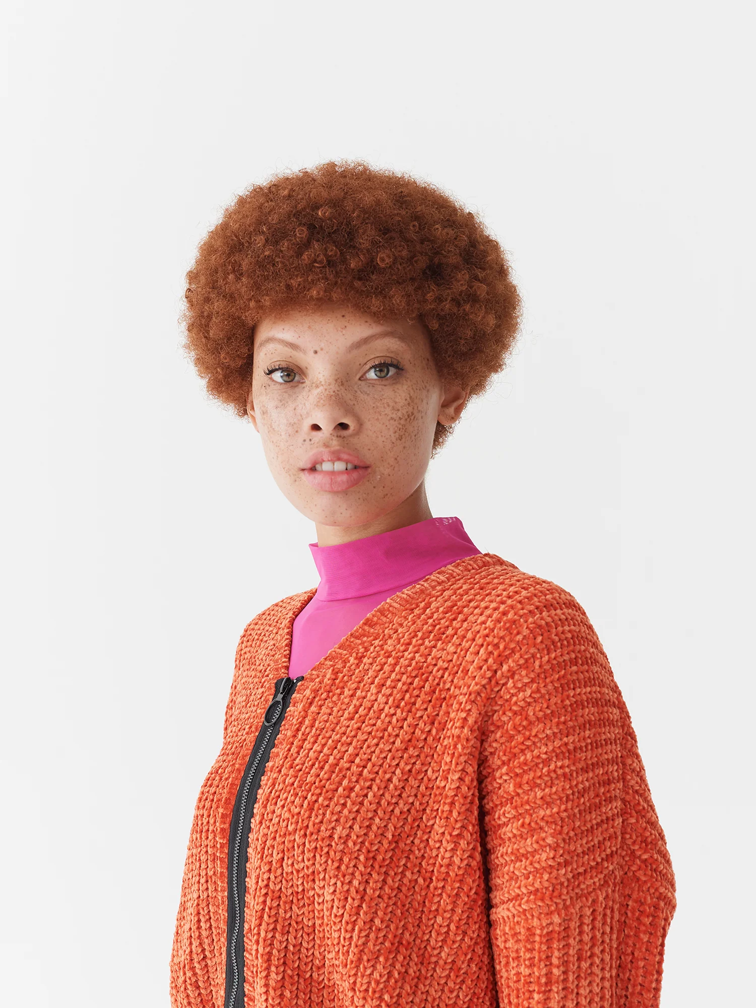Lazy Oaf Orange Zip Up Cardigan - Image 3