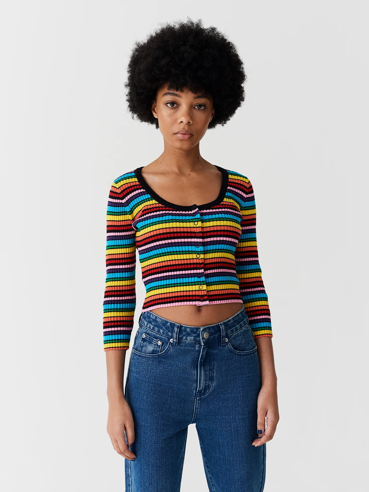 Lazy Oaf Rainbow Rib Scoop Neck Top - Image 2