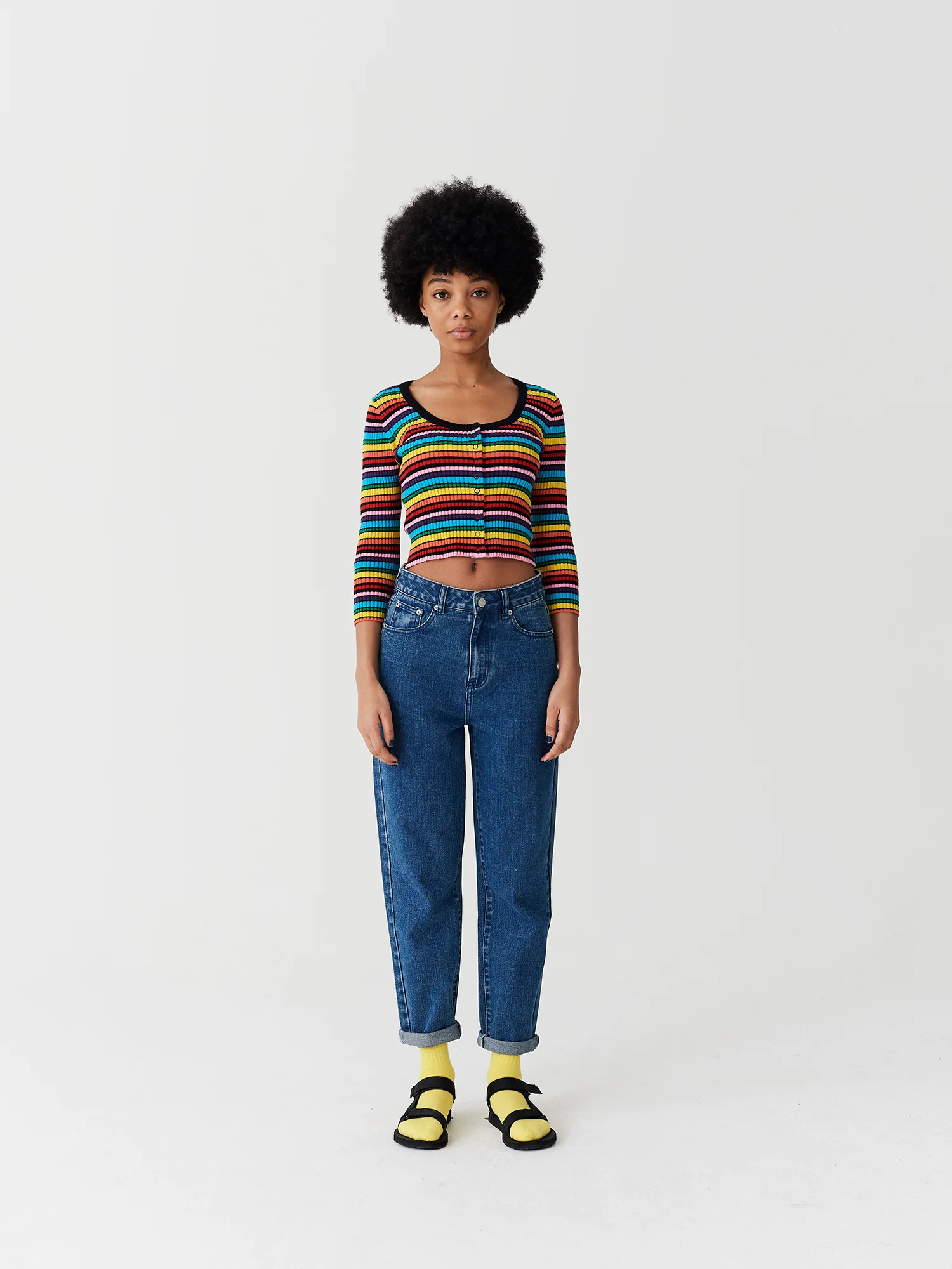 Lazy Oaf Rainbow Rib Scoop Neck Top - Image 3