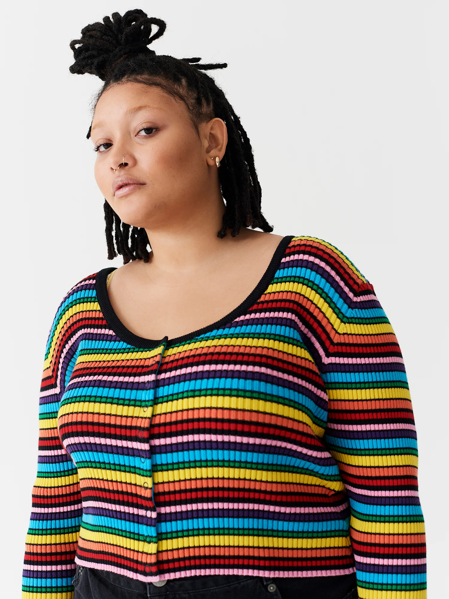 Lazy Oaf Rainbow Rib Scoop Neck Top - Image 5