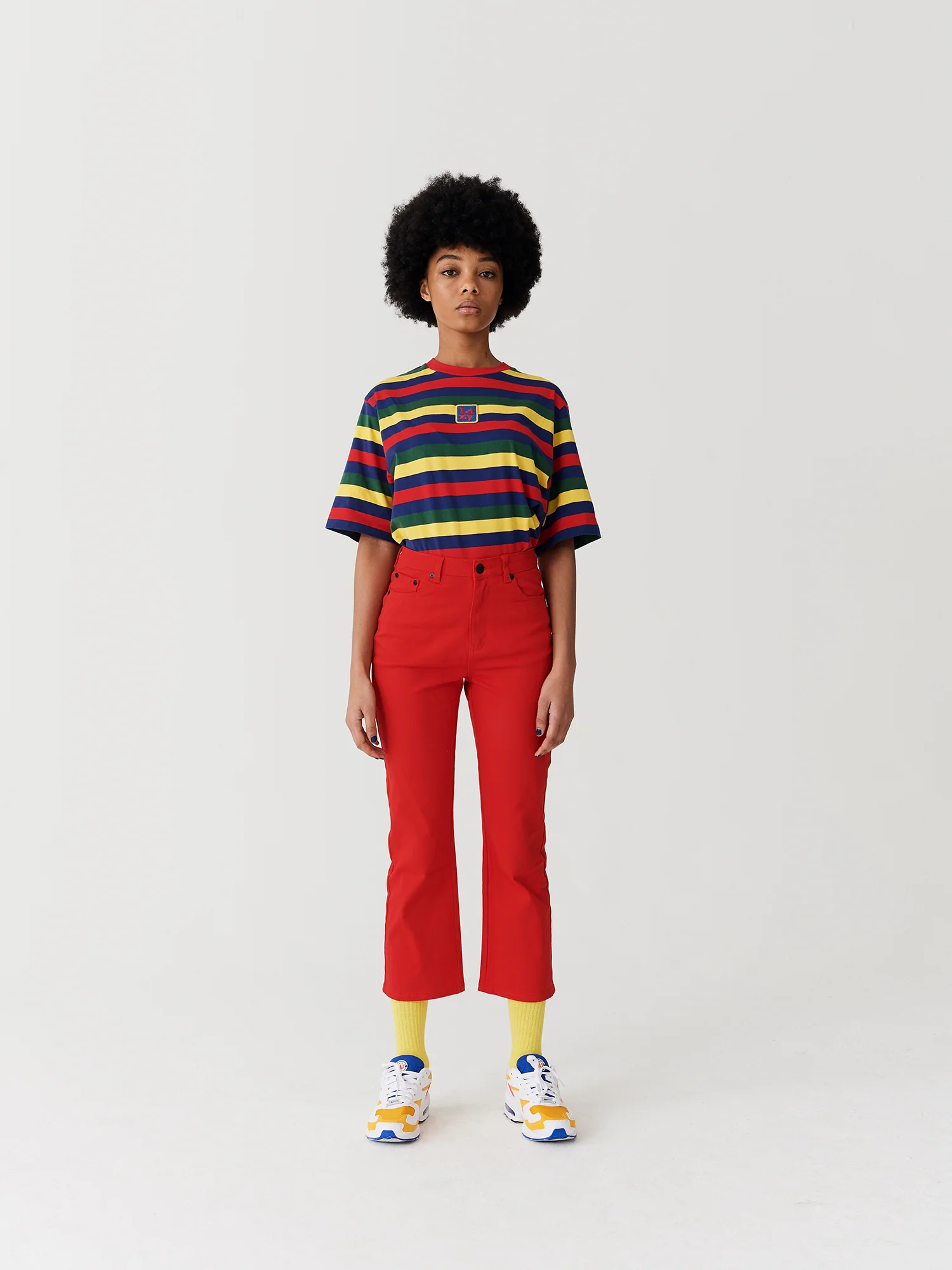 Lazy Oaf Red Heart Denim Kick Flare Trousers - Image 5