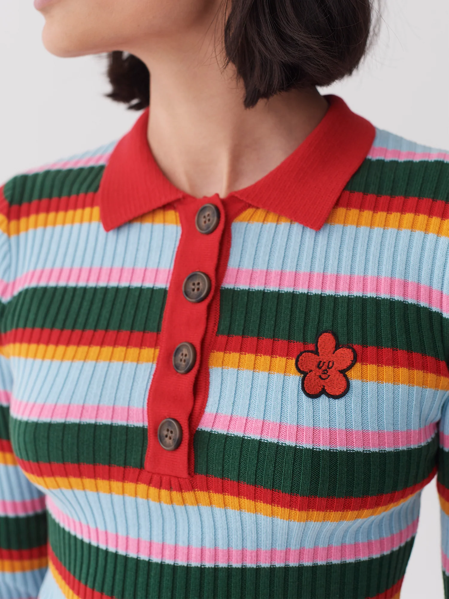 Lazy Oaf Smiley Flower Knitted Shirt - Image 4