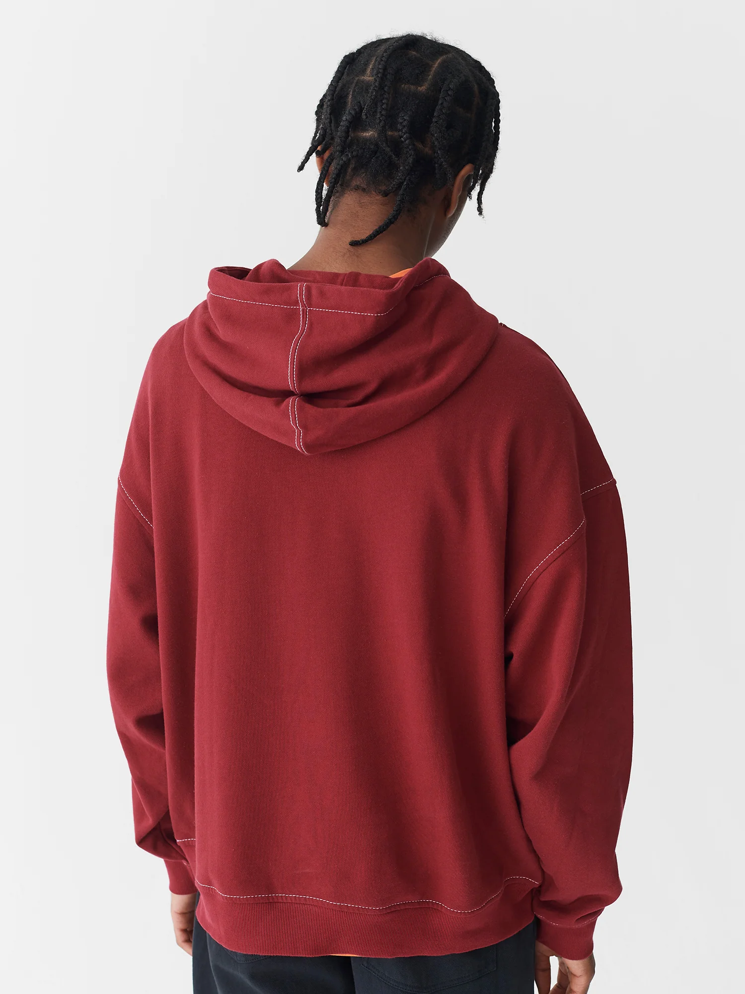 Lazy Oaf Stitched Up Maroon Hoodie - Image 3