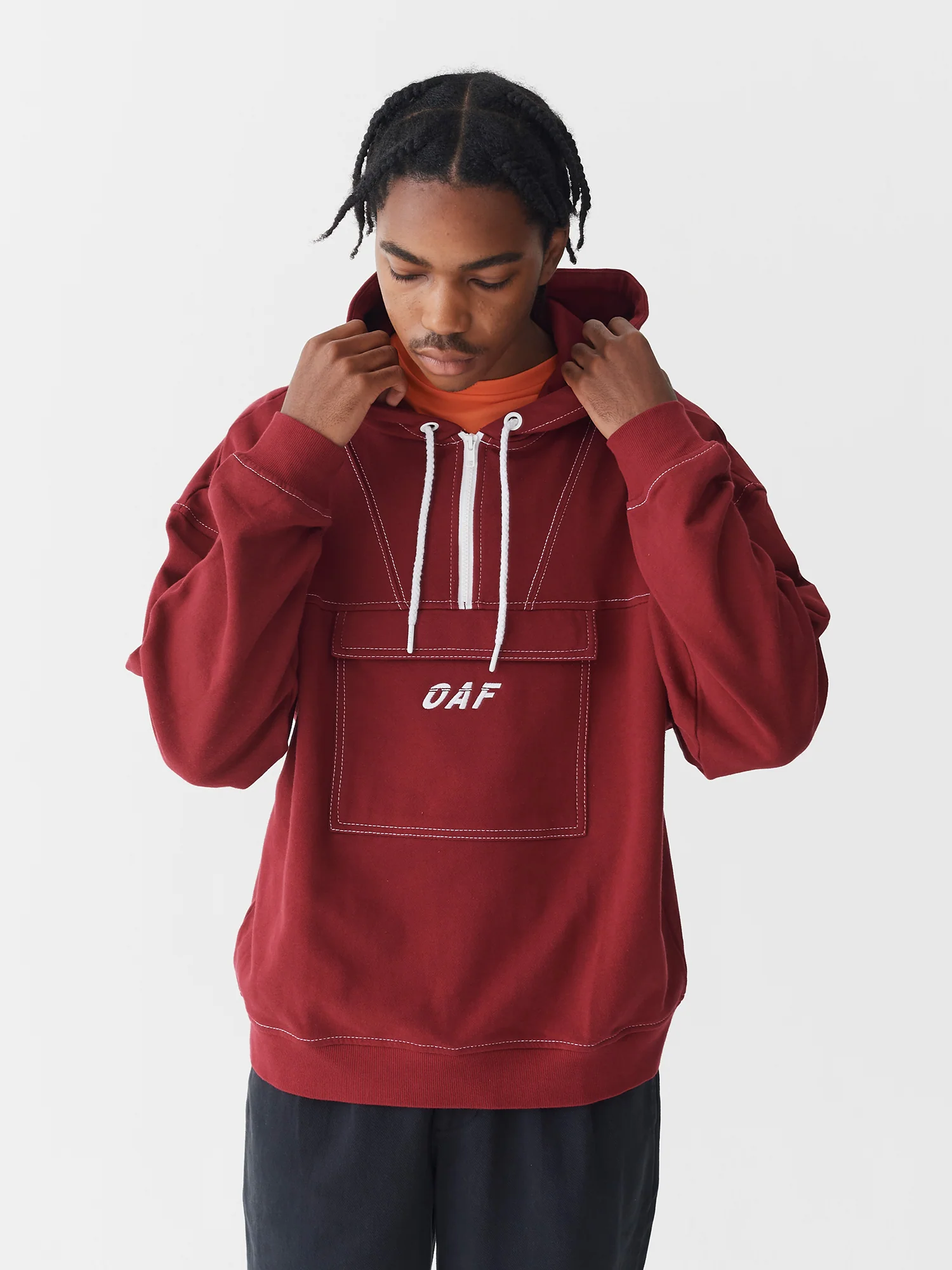 Lazy Oaf Stitched Up Maroon Hoodie - Image 4