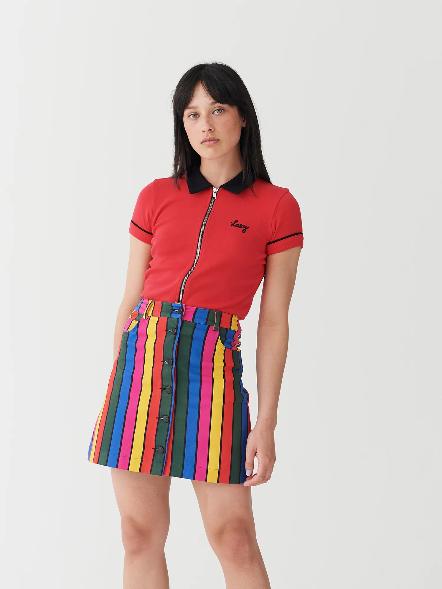 Lazy Oaf Stripy Button Skirt - Image 5