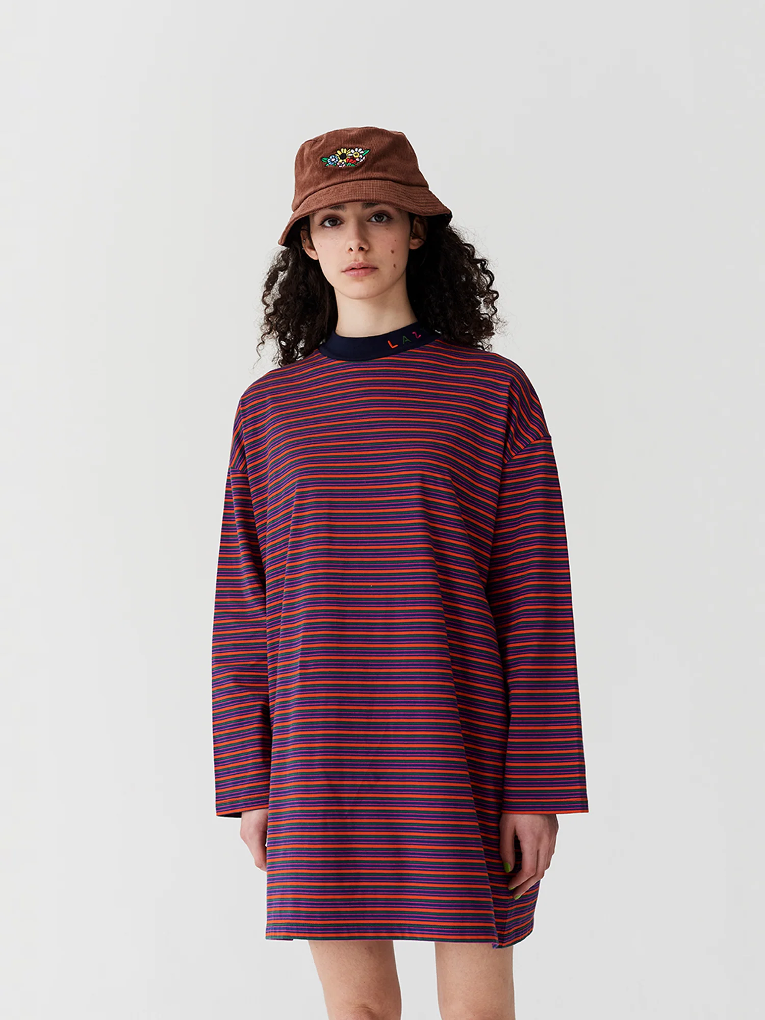 Lazy Oaf Tiny Stripe Oversized T-Shirt Dress