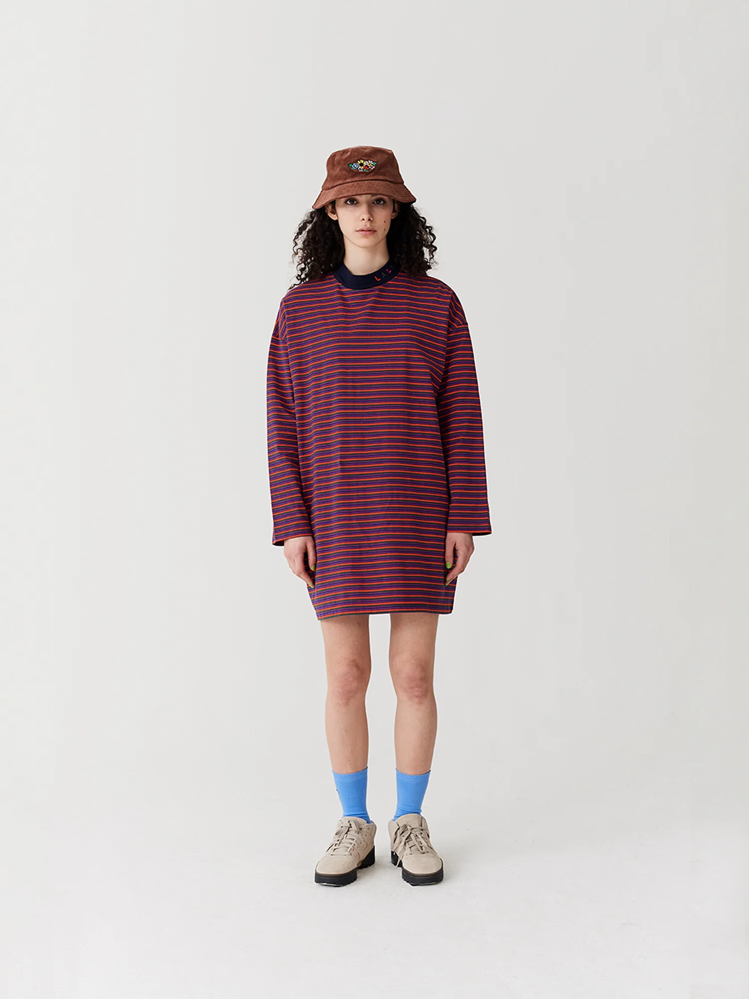 Lazy Oaf Tiny Stripe Oversized T-Shirt Dress - Image 2