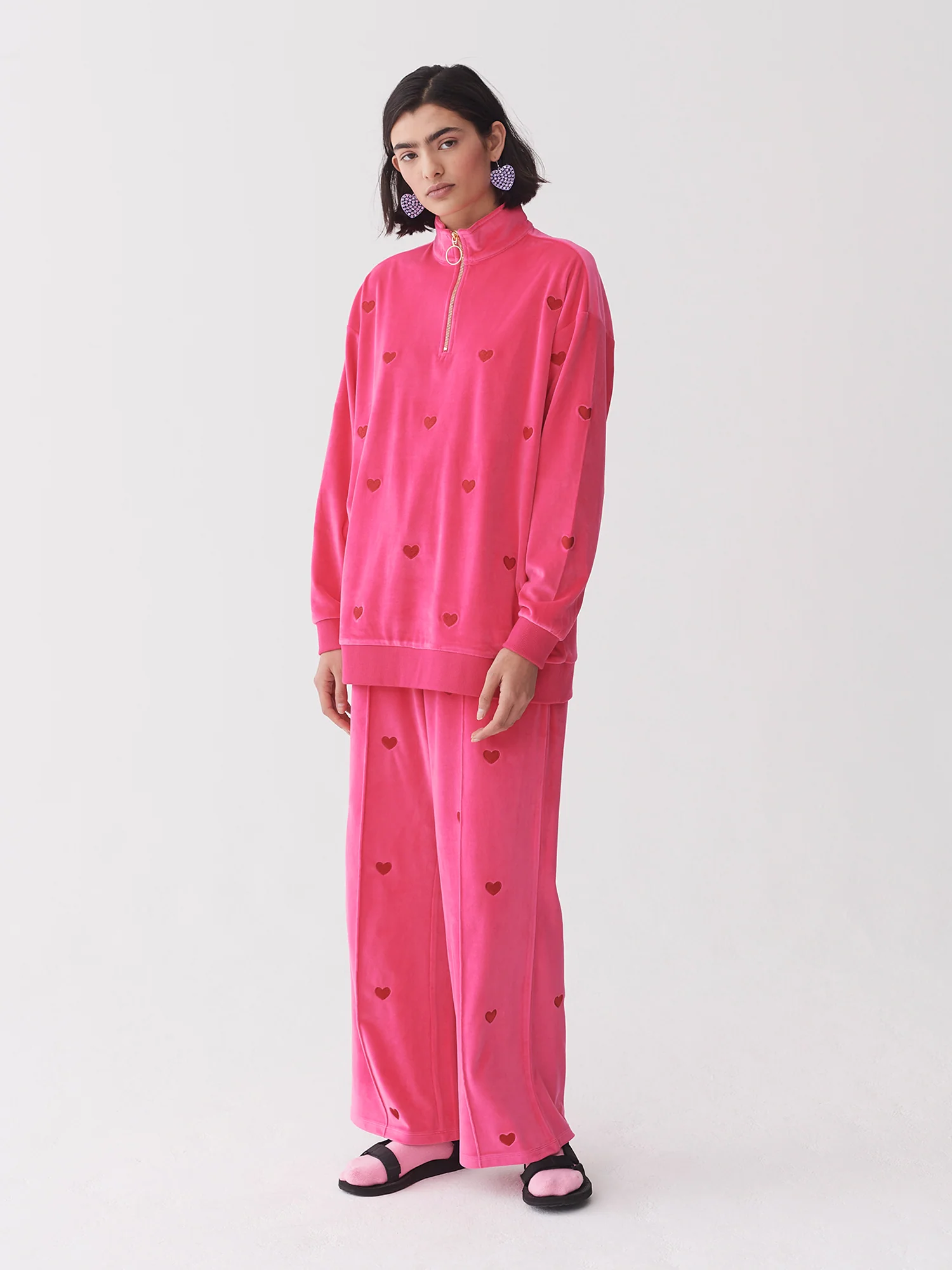 Lazy Oaf Velour Love Repeat Track Pants - Image 2