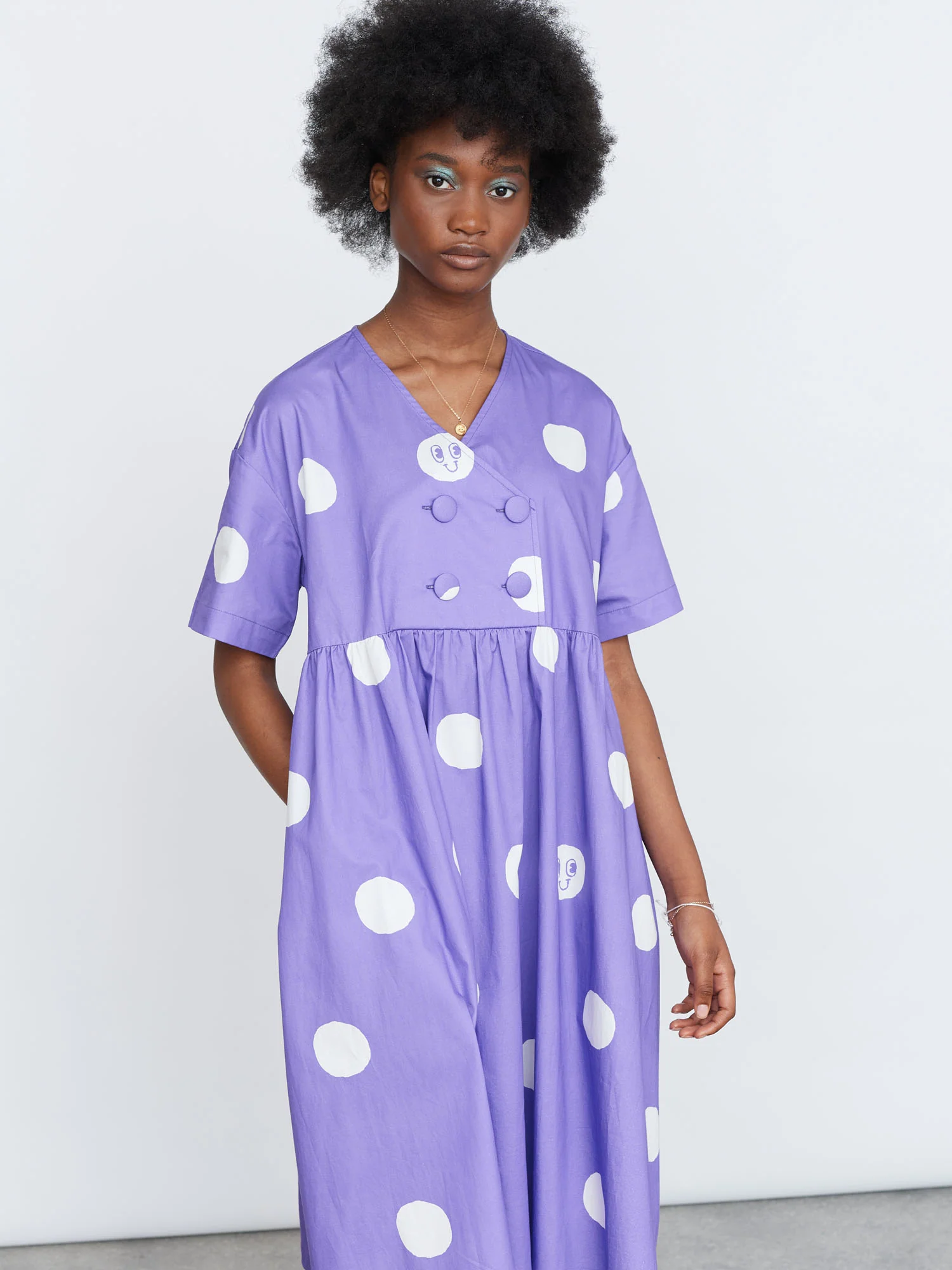 Lazy Oaf Wonky Smile Polka Dot Dress - Image 7