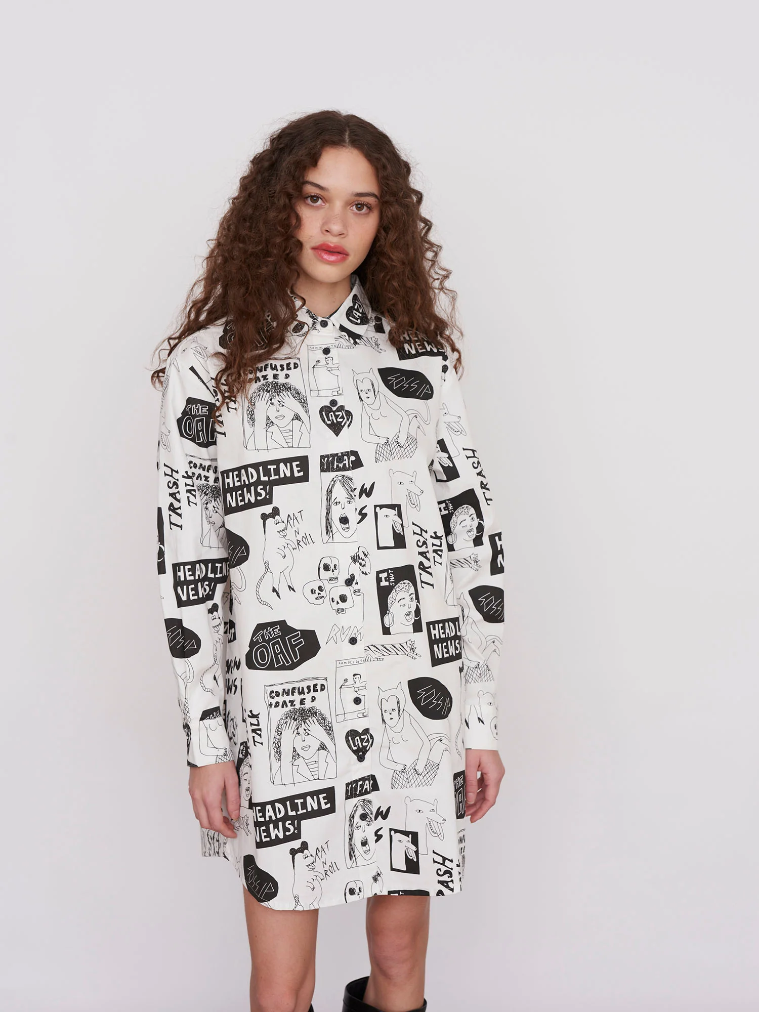 Lazy Oaf Band Poster Shirt Dress - Image 6