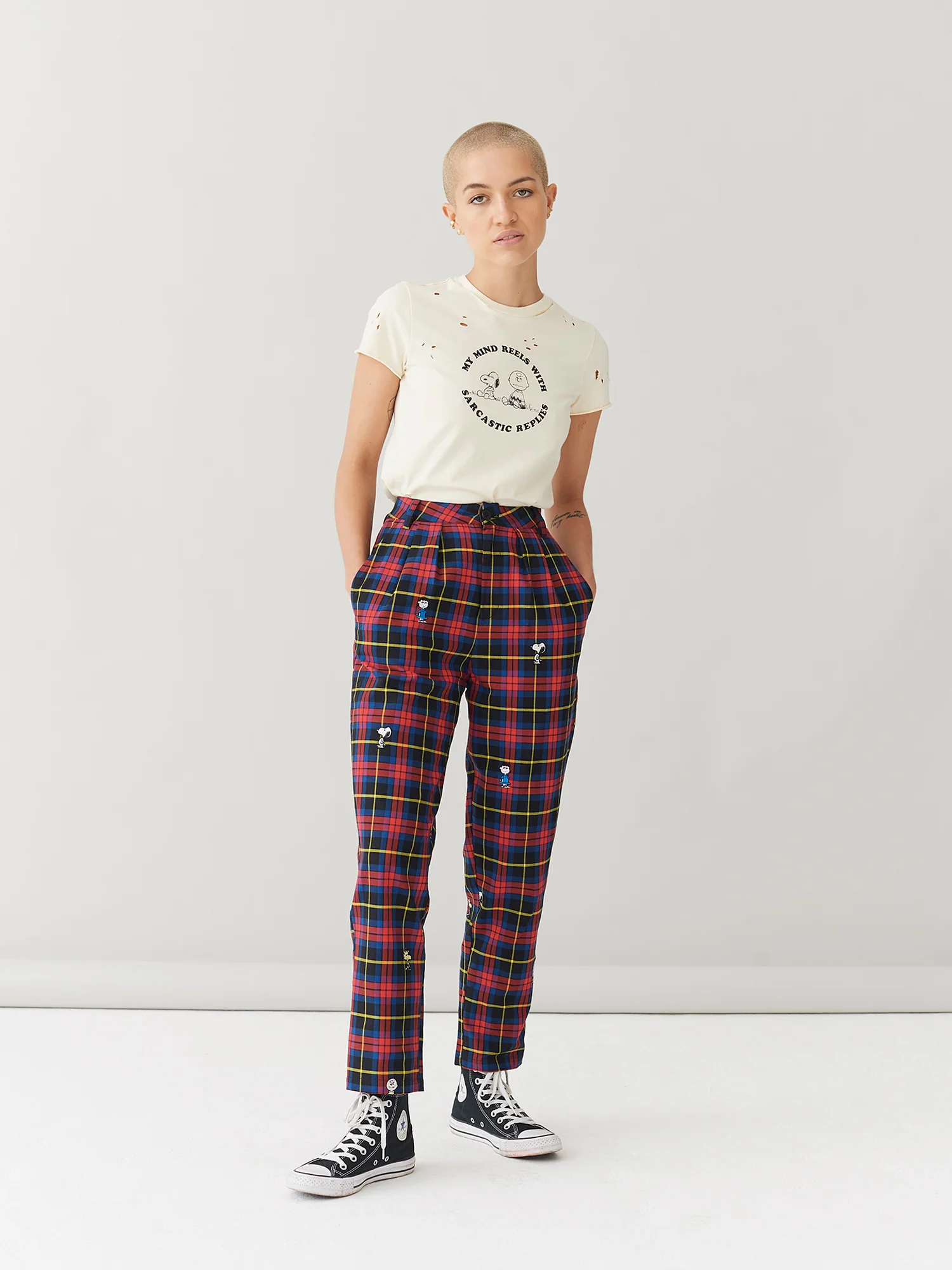 Lazy Oaf x Peanuts Character Repeat Check Pants - Image 2