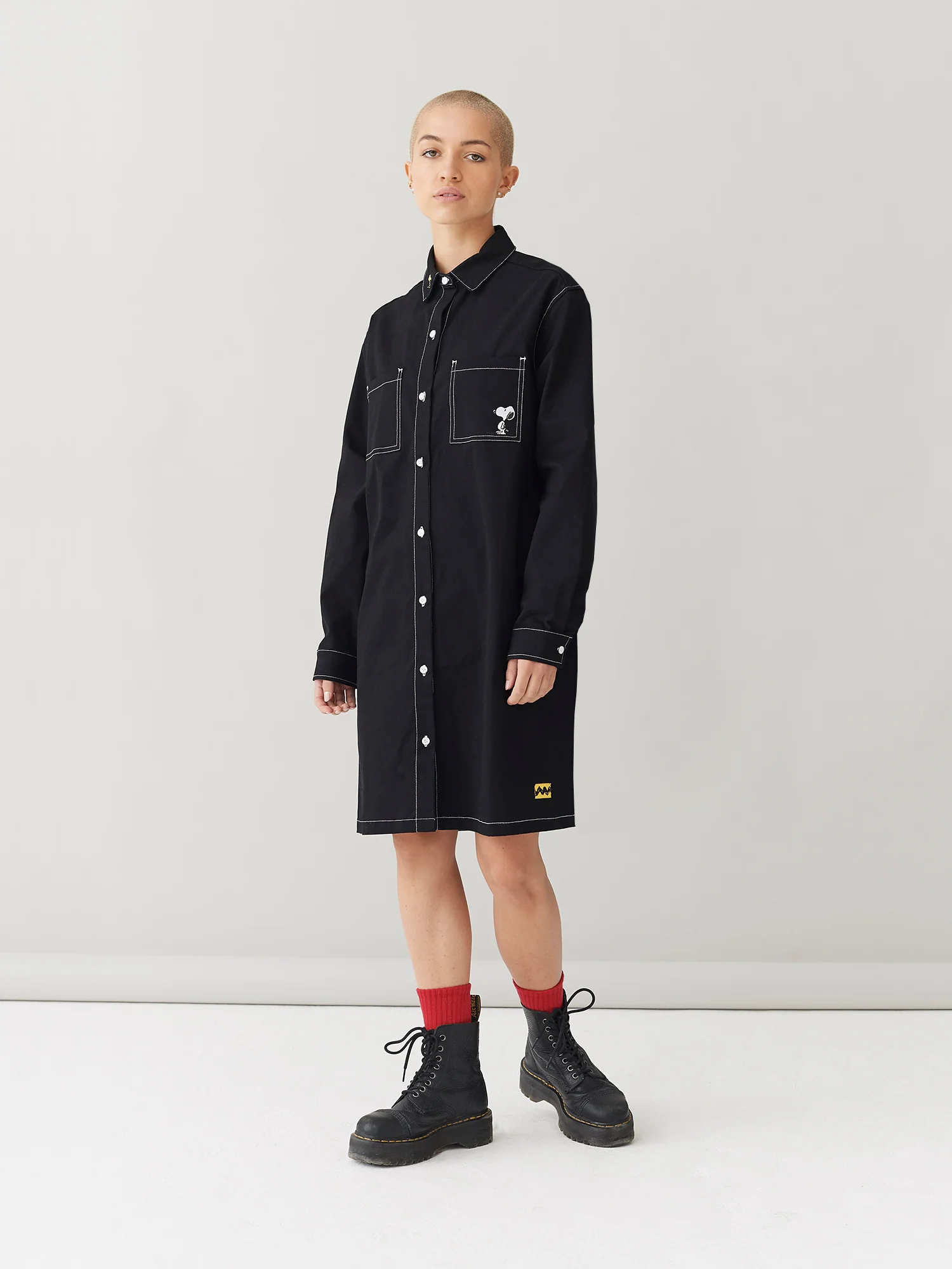 Lazy Oaf x Peanuts Snoopy Contrast Stitch Shirt Dress - Image 2