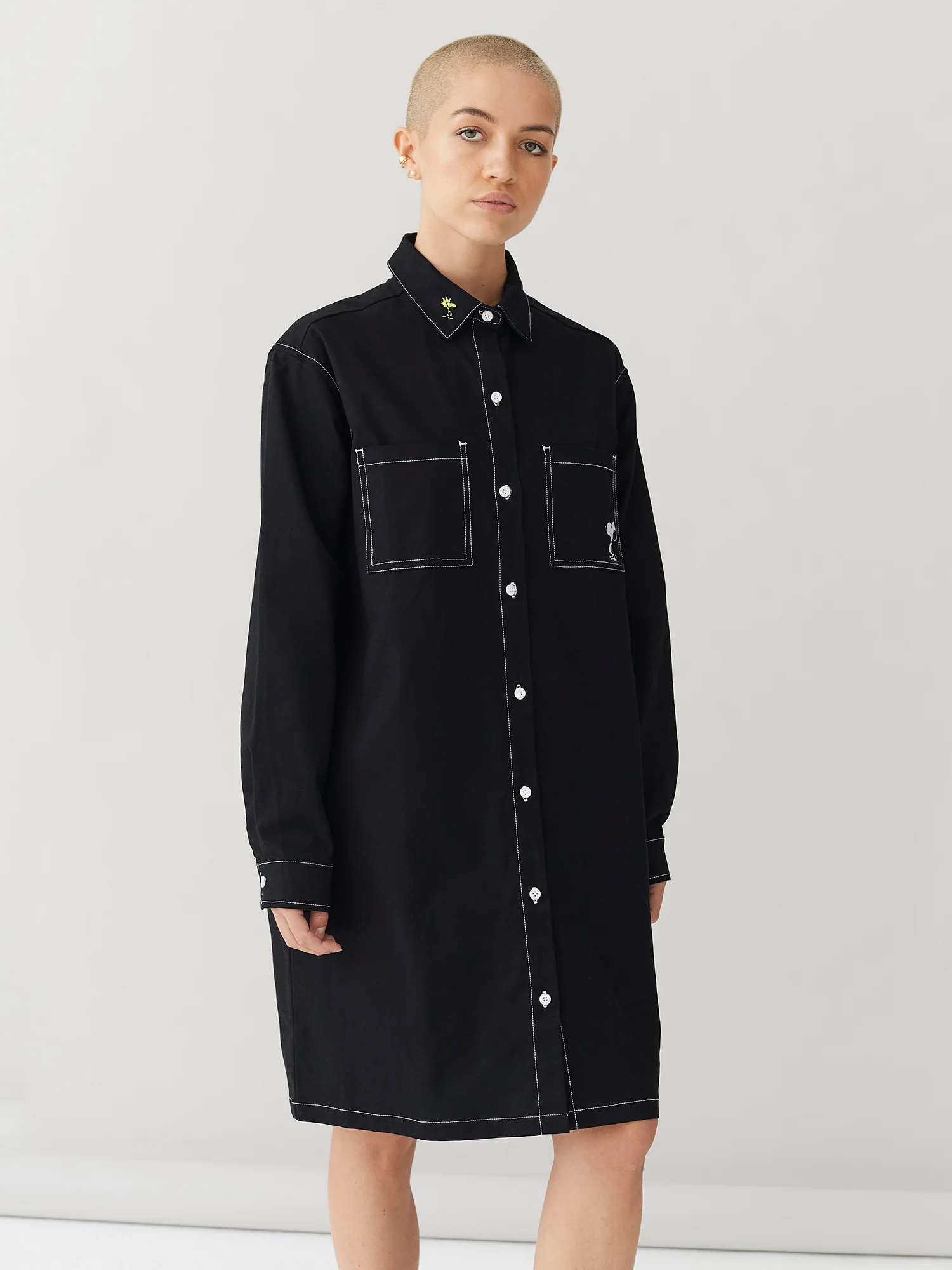 Lazy Oaf x Peanuts Snoopy Contrast Stitch Shirt Dress - Image 3