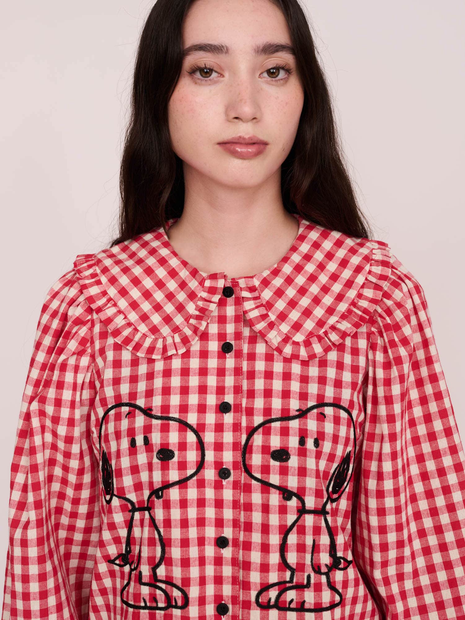 Lazy Oaf x Peanuts Snoopy Gingham Collared Shirt - Image 5