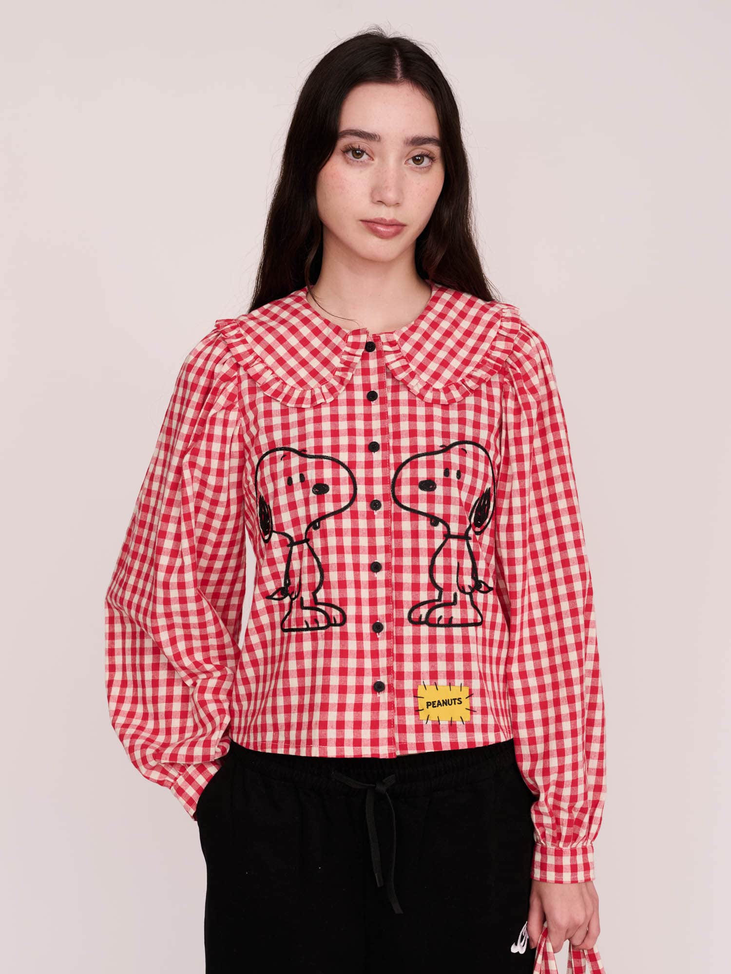 Lazy Oaf x Peanuts Snoopy Gingham Collared Shirt - Image 7