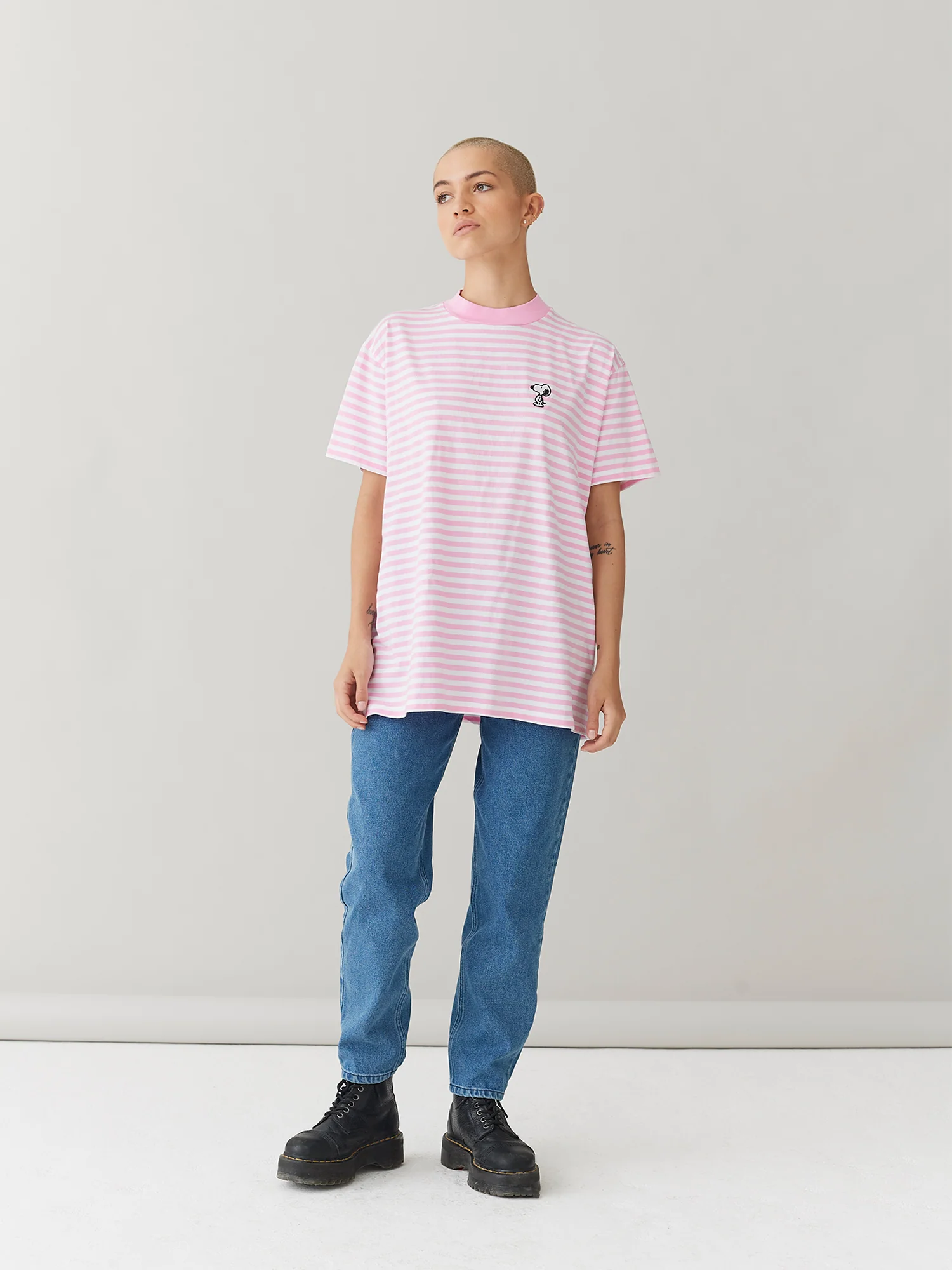 Lazy Oaf x Peanuts Stripy Snoopy T-Shirt - Image 3