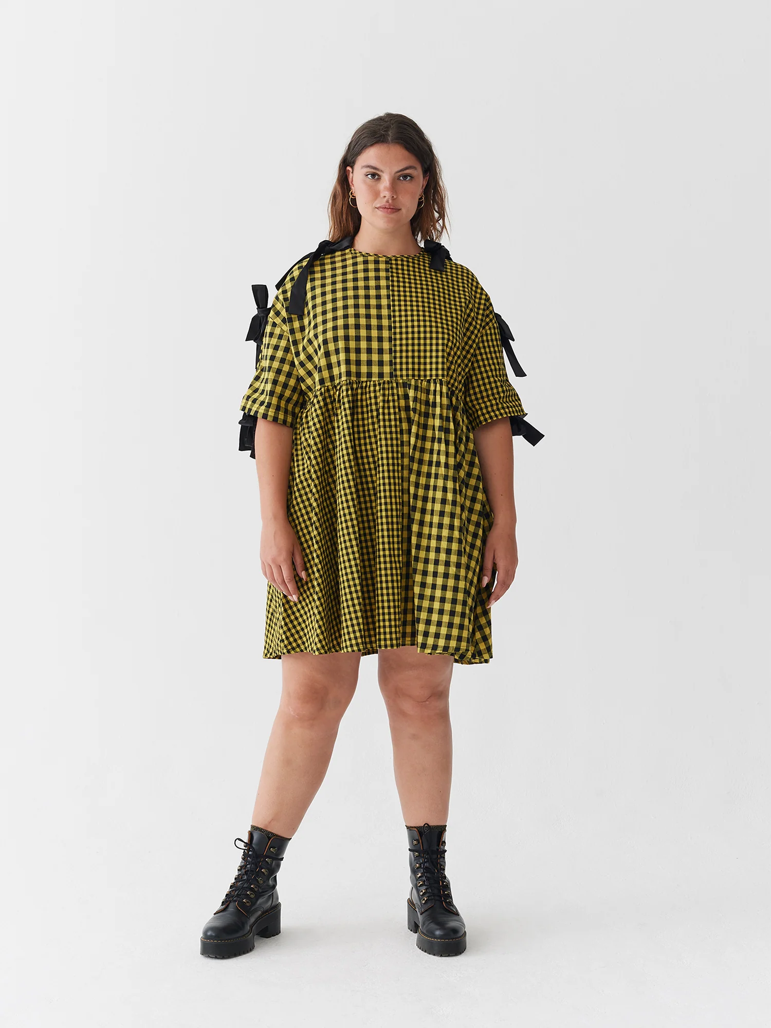 Lazy Oaf Yellow Tie Sleeve Smock Dress - Image 3