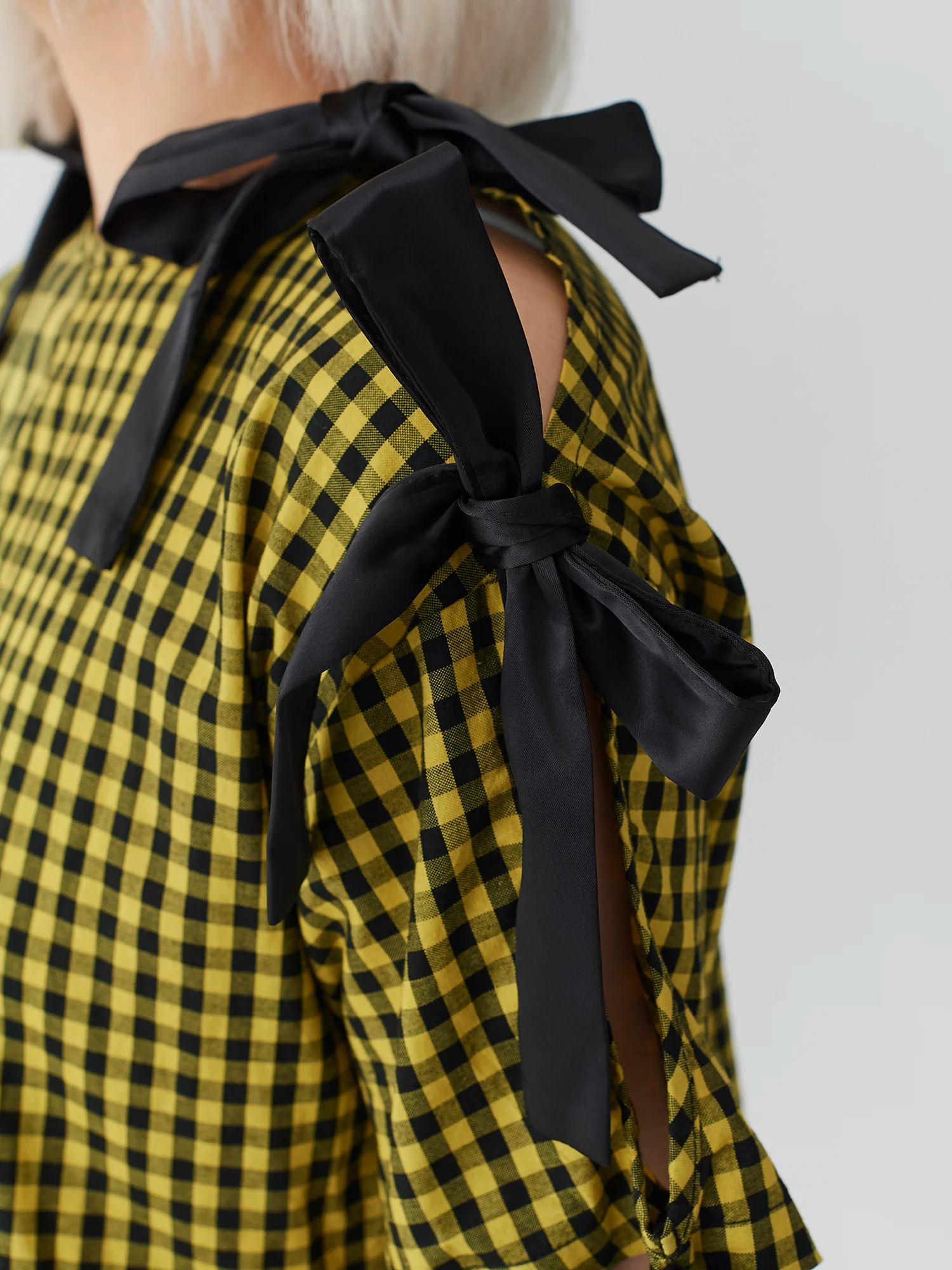 Lazy Oaf Yellow Tie Sleeve Smock Dress - Image 4
