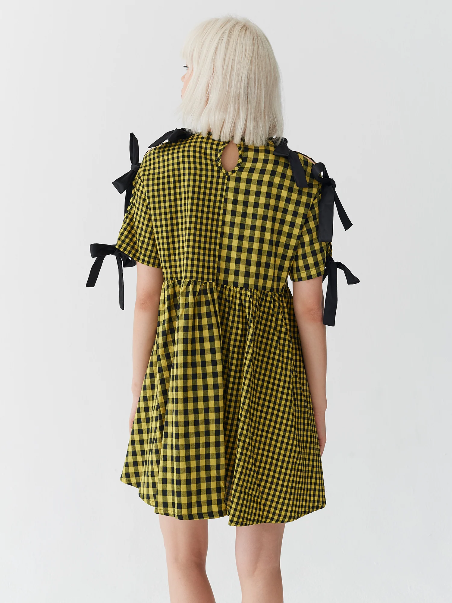 Lazy Oaf Yellow Tie Sleeve Smock Dress - Image 6