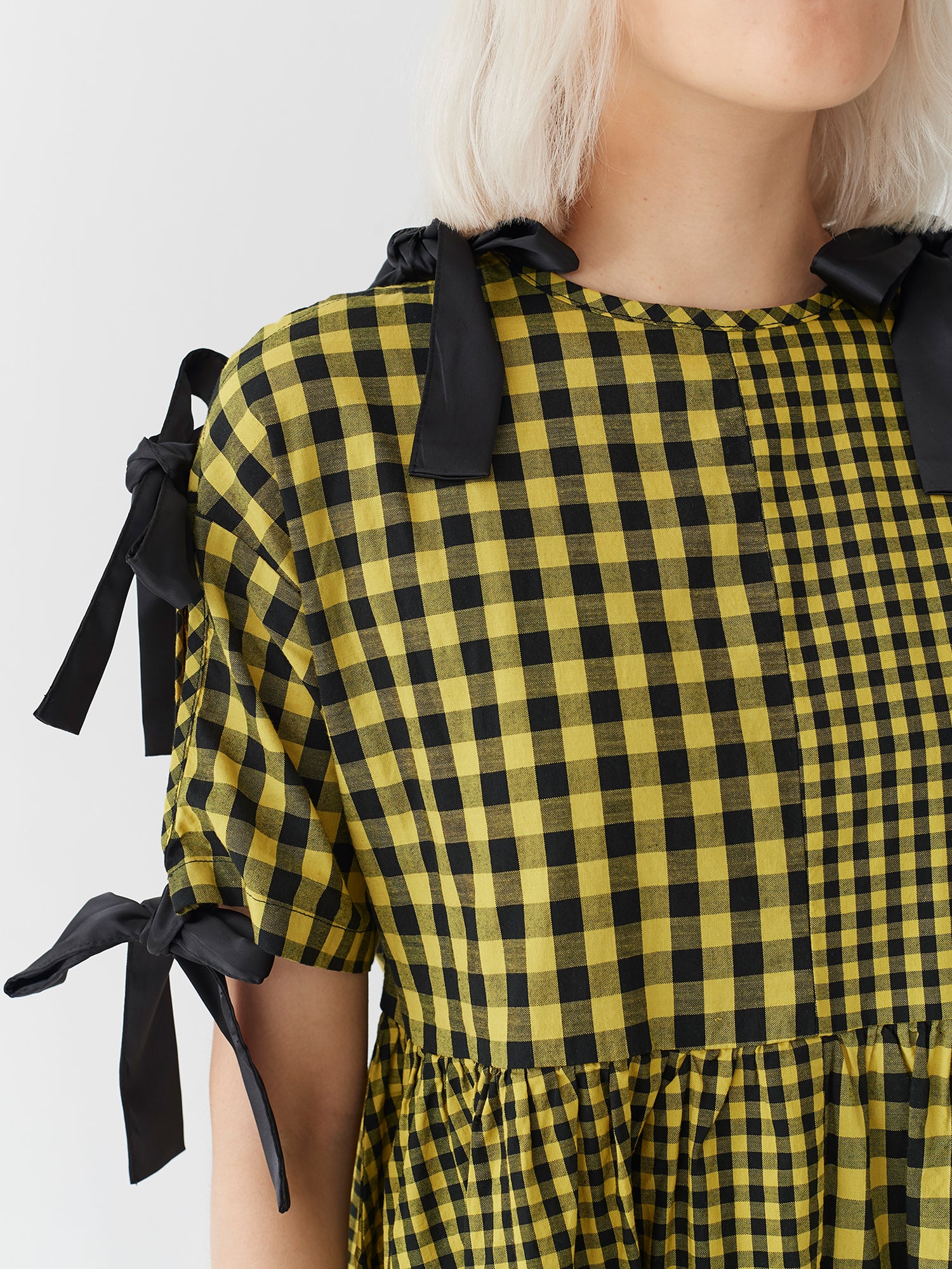 Lazy Oaf Yellow Tie Sleeve Smock Dress - Image 8