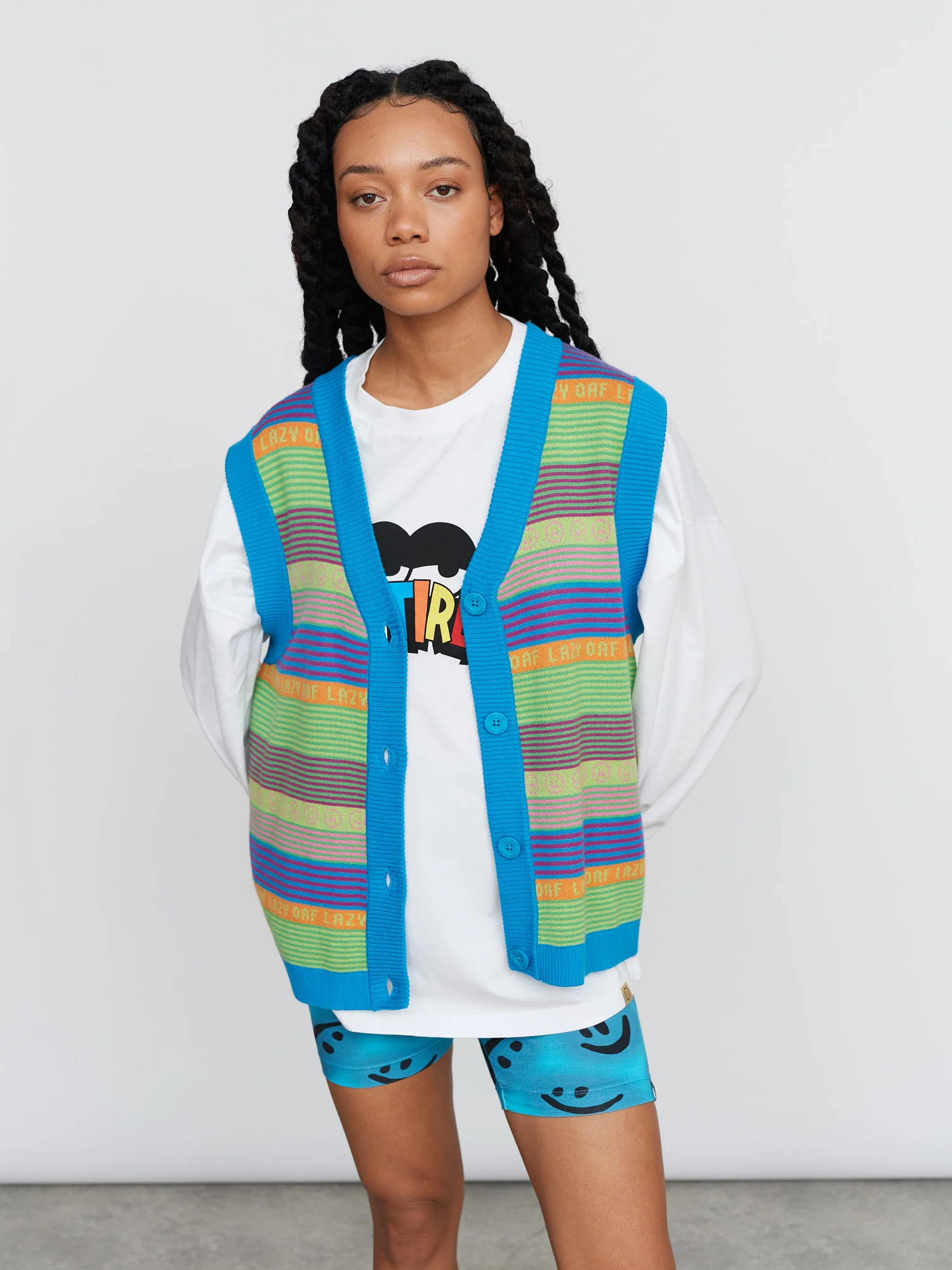 Lazy Stripe Button Up Vest - Image 2
