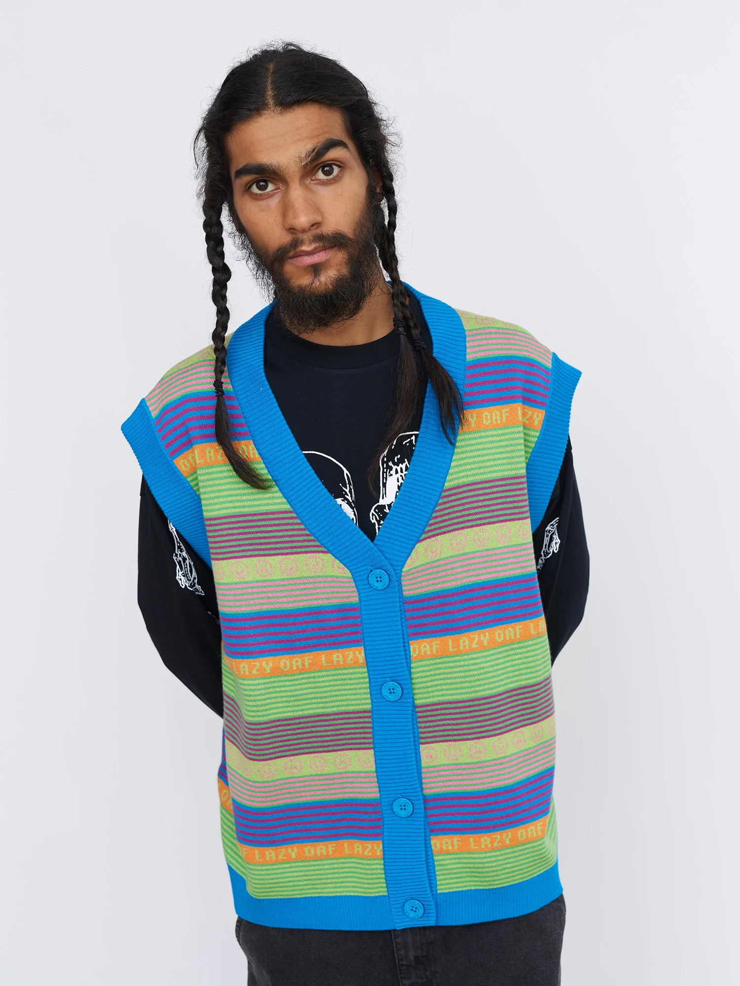 Lazy Stripe Button Up Vest - Image 3