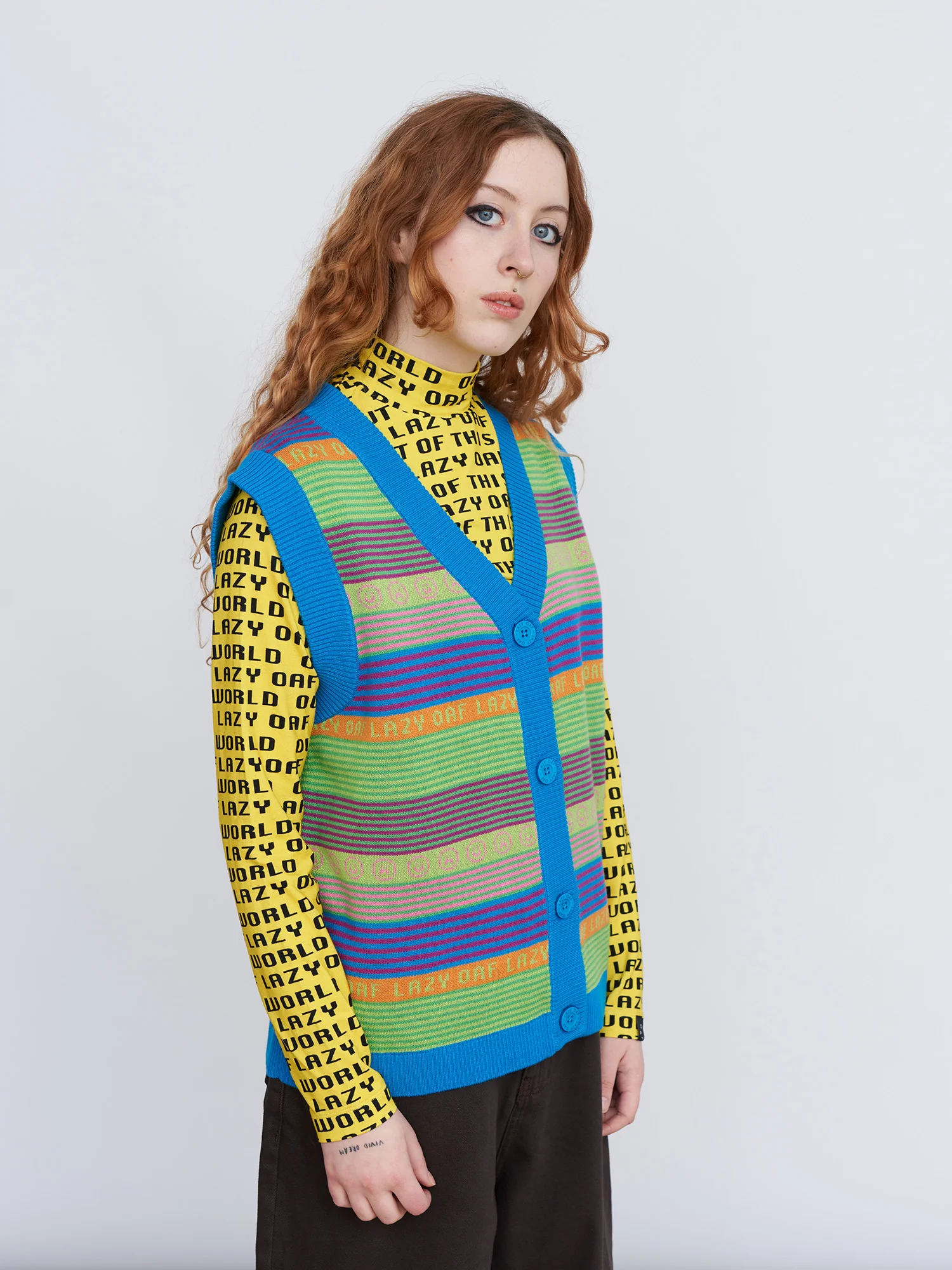Lazy Stripe Button Up Vest - Image 4
