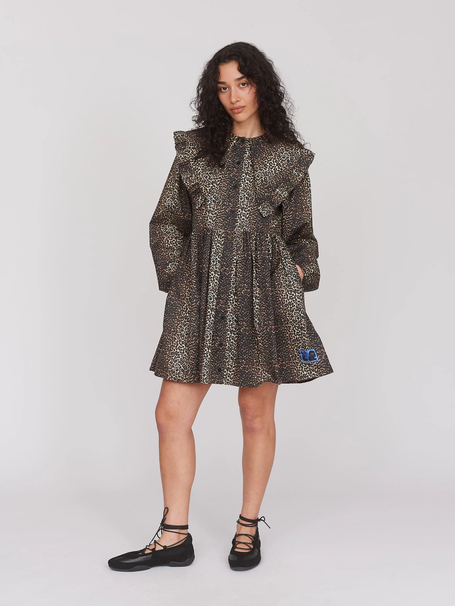 Leopard Ruffle Collar Mini Dress - Image 3