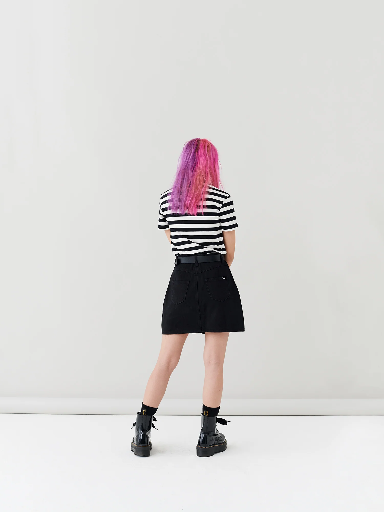 LO Button Through Skirt - Black - Image 5