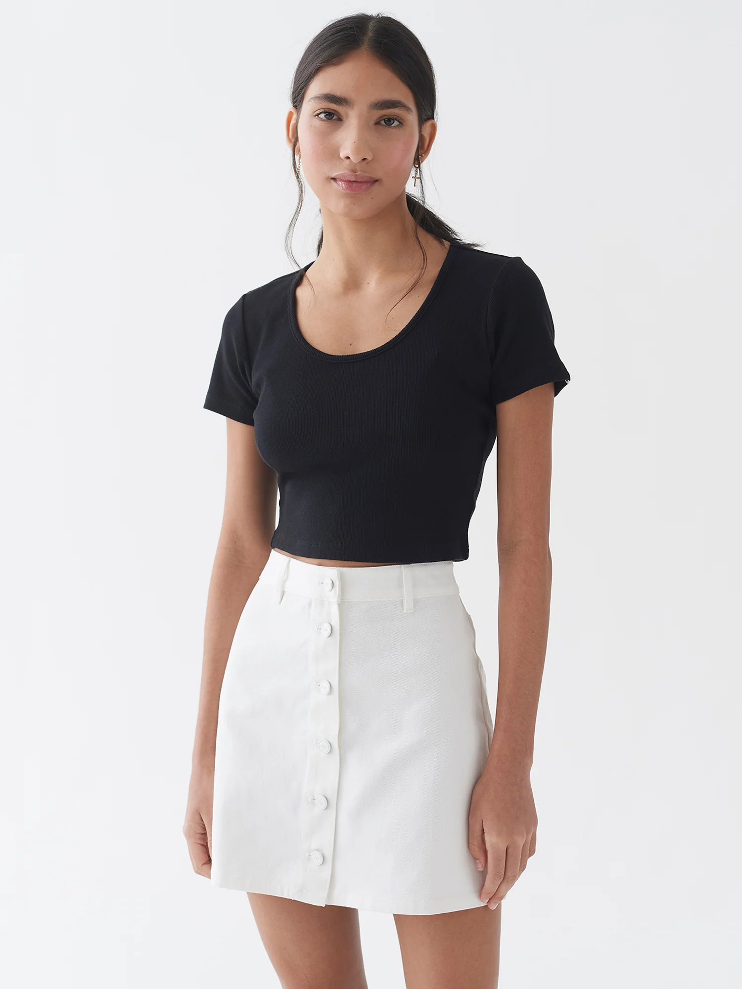 LO Button Through Skirt - Off White - Image 2
