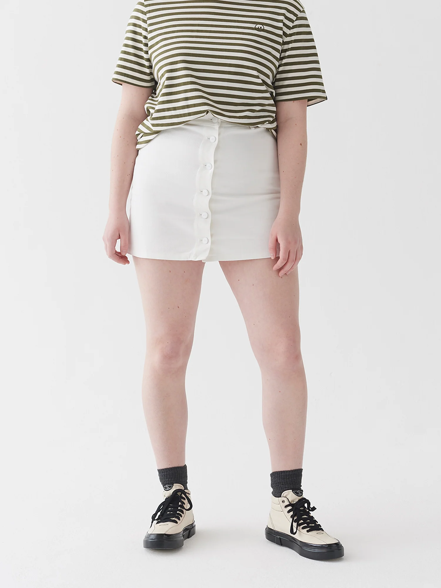 LO Button Through Skirt - Off White - Image 4