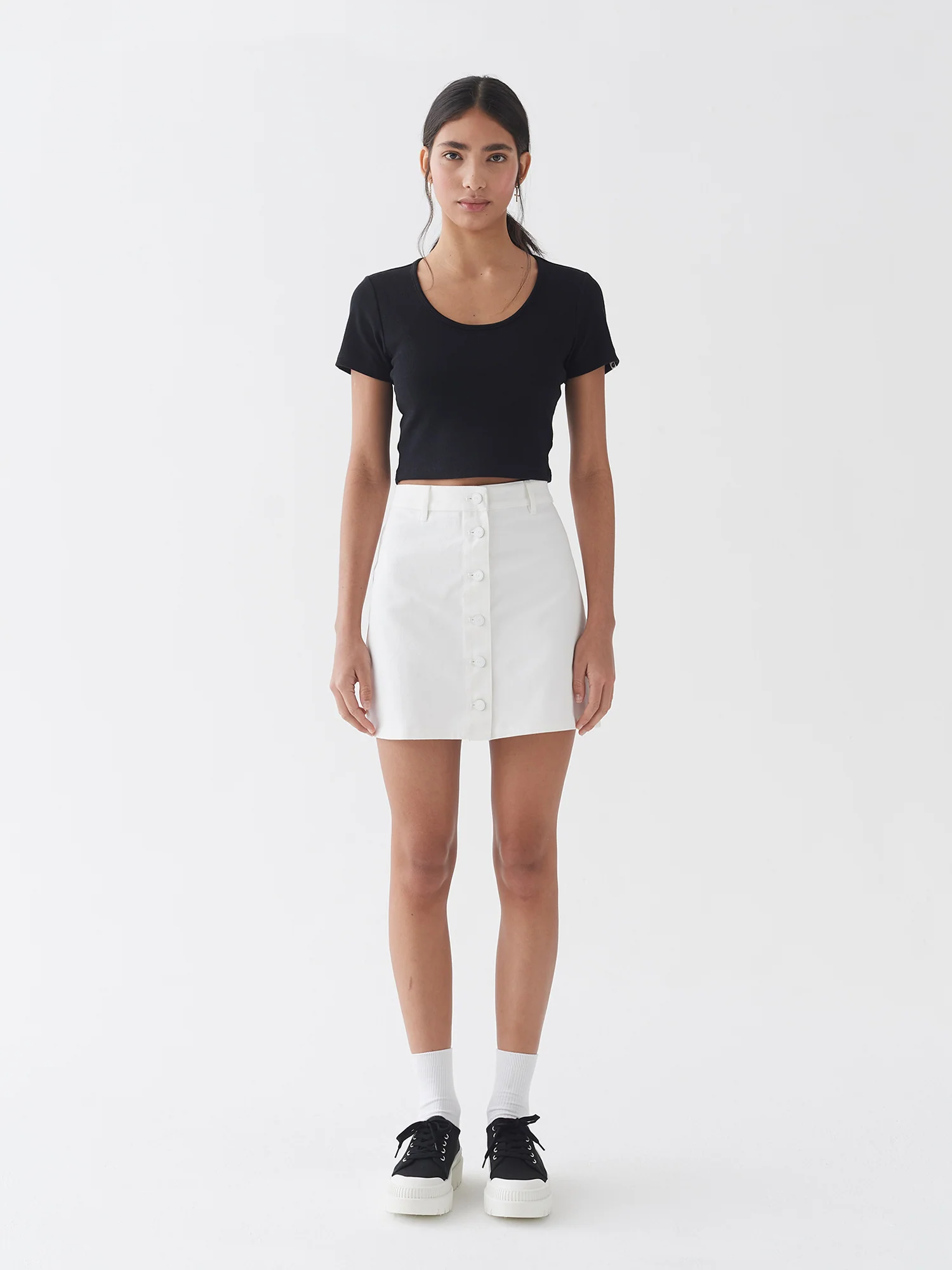 LO Button Through Skirt - Off White - Image 6