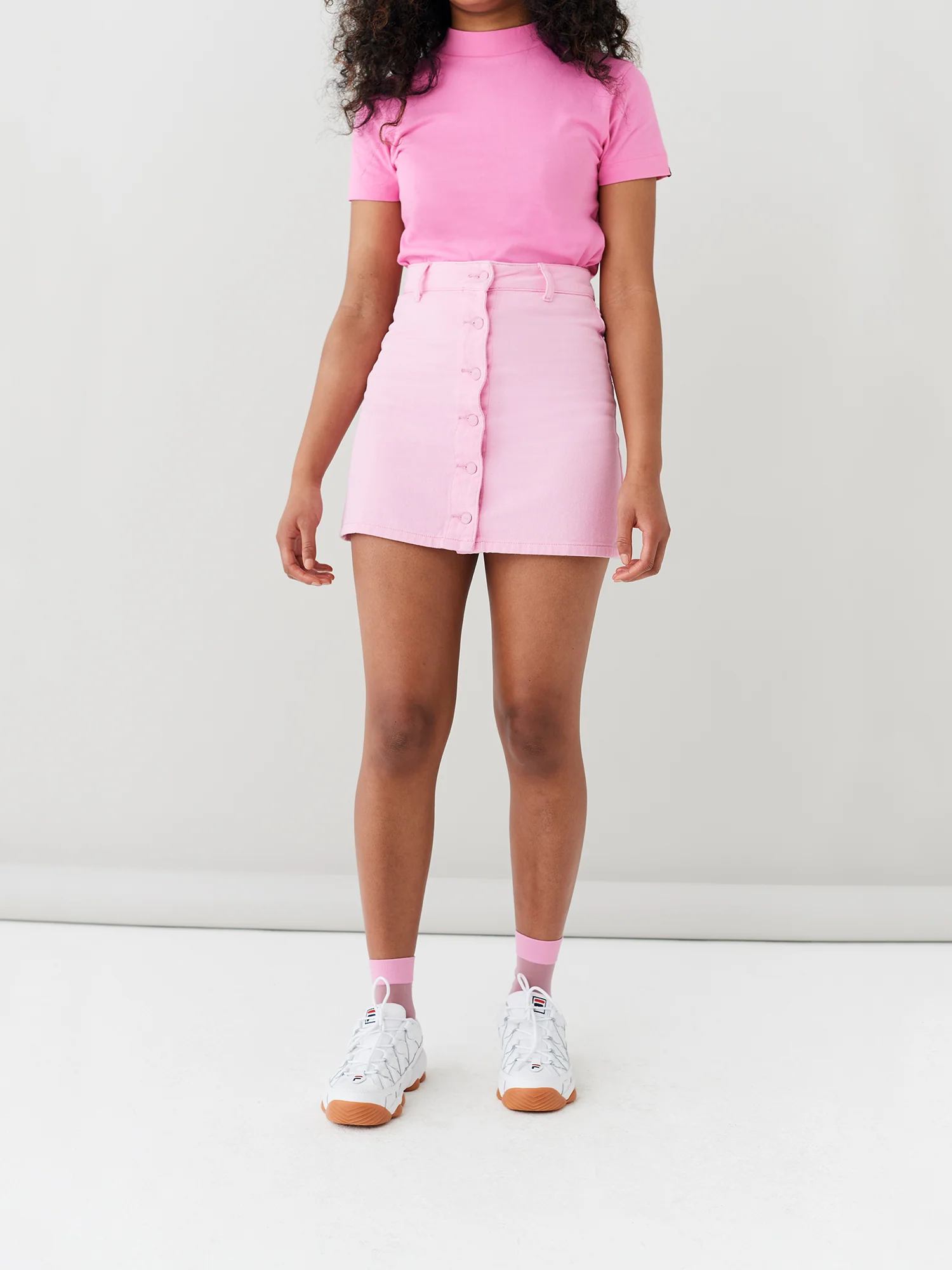 LO Button Through Skirt - Pink - Image 3