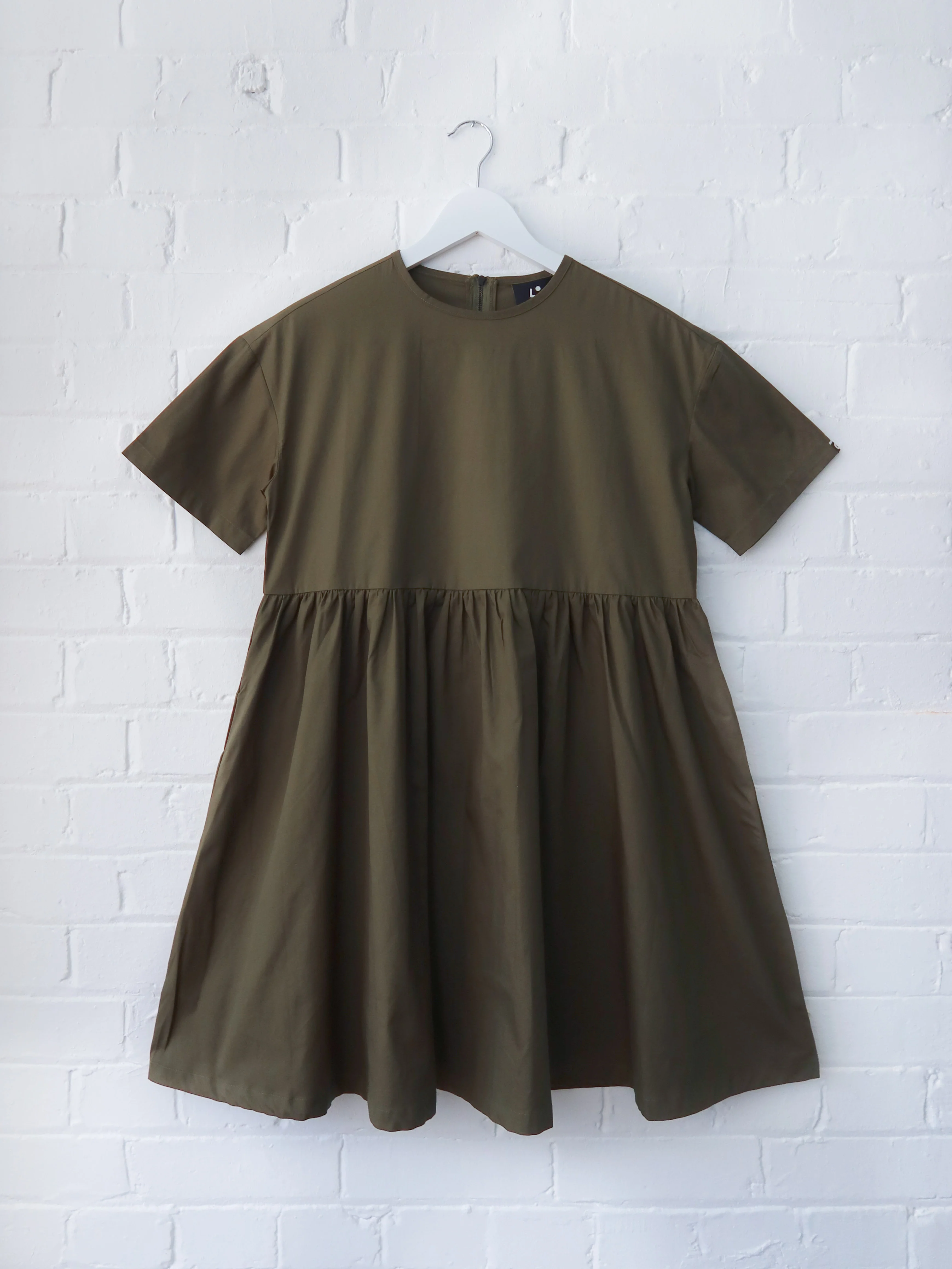 LO Woven Sally Dress - Khaki - Image 2