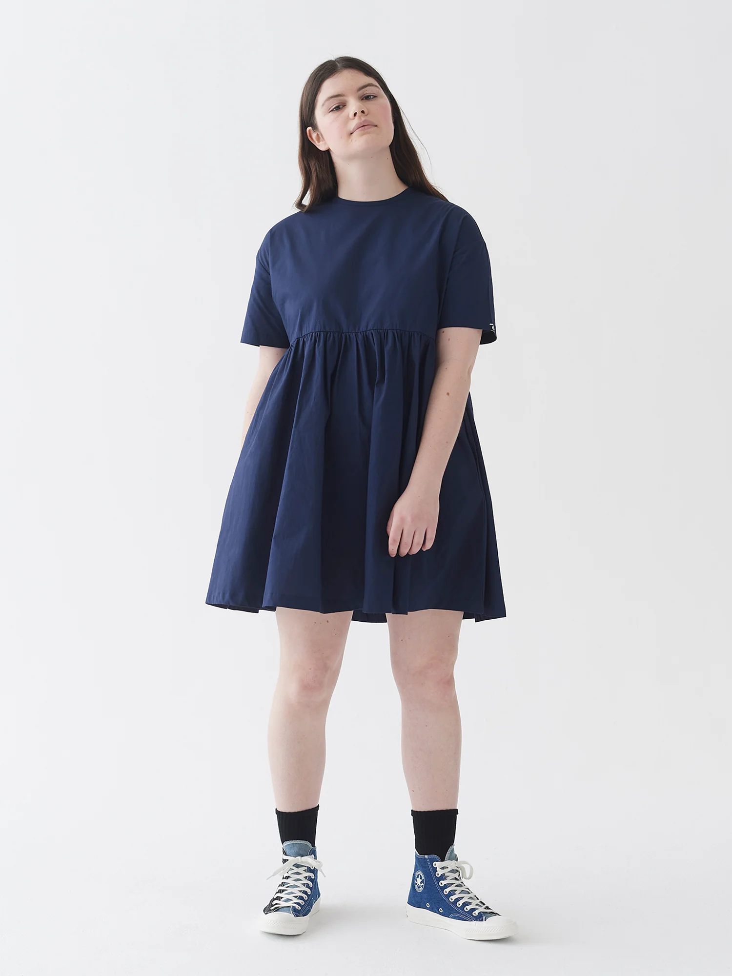 LO Woven Sally Dress - Navy Blue - Image 3