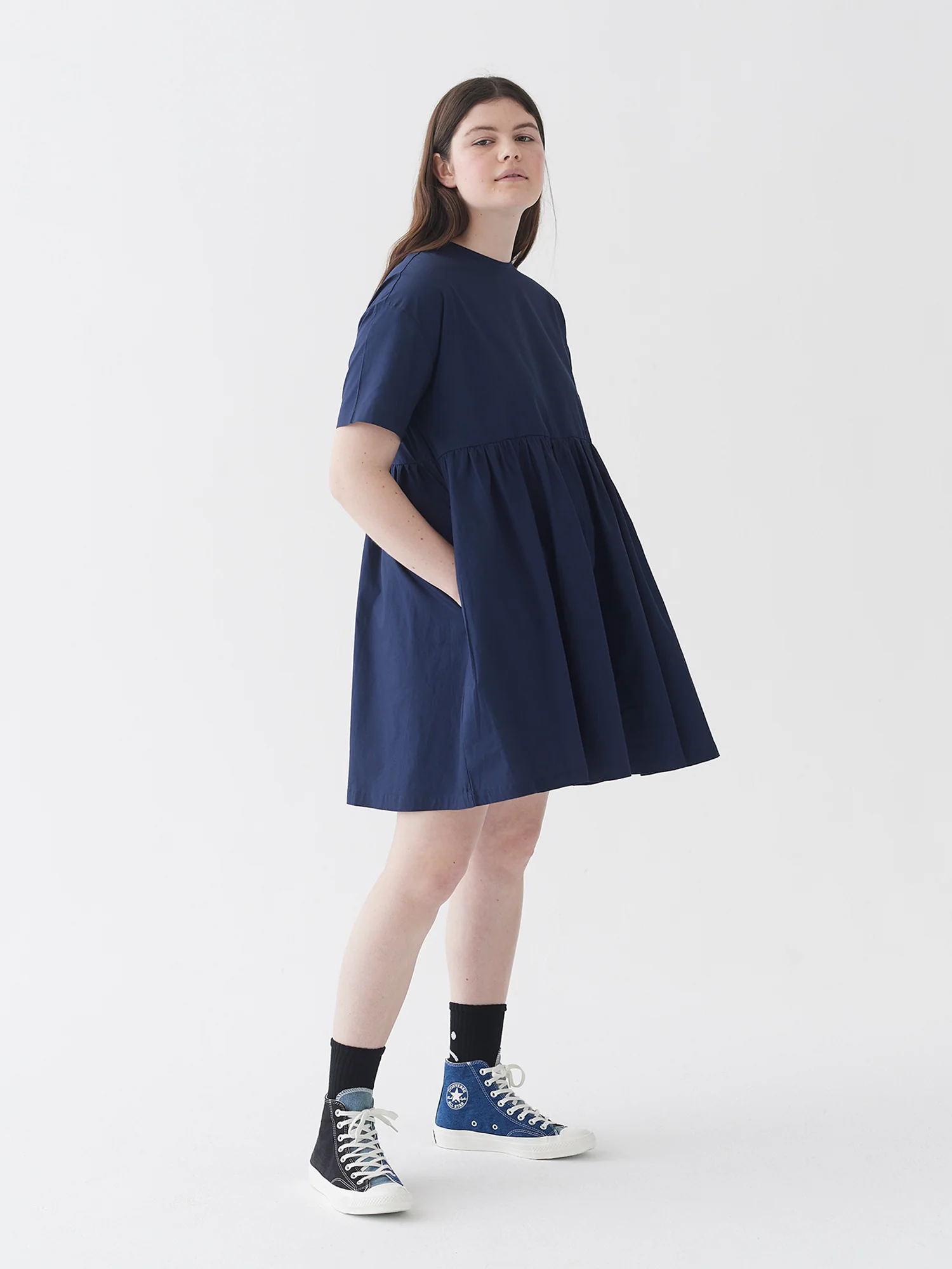 LO Woven Sally Dress - Navy Blue - Image 6