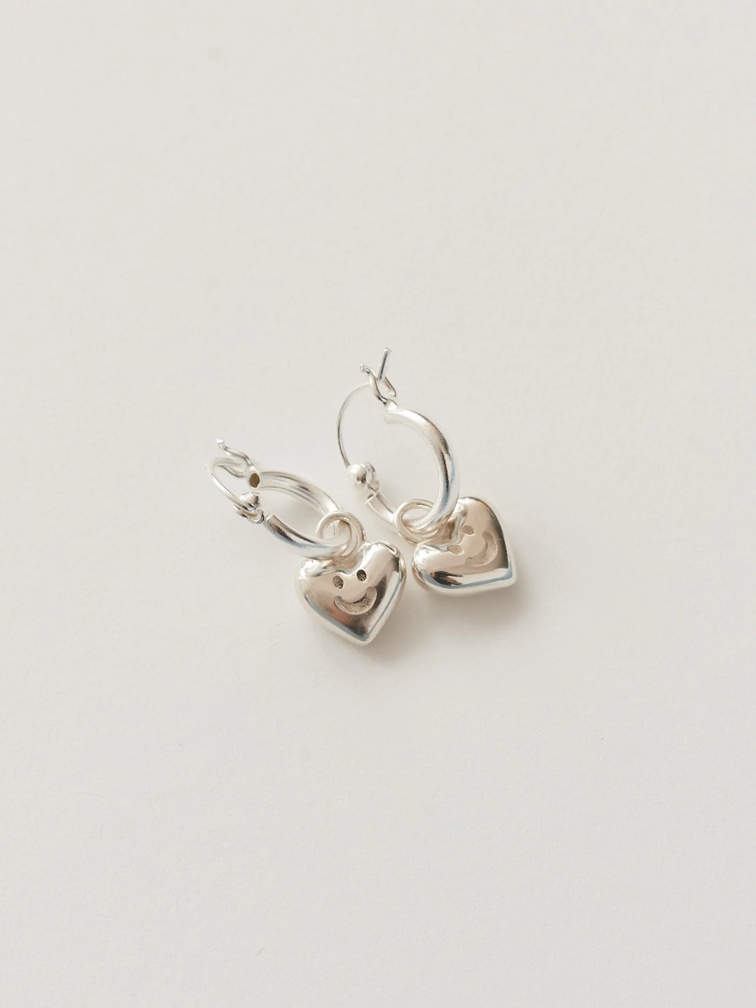 LO x Good Daze Happy Sad Heart Earrings Silver - Image 2