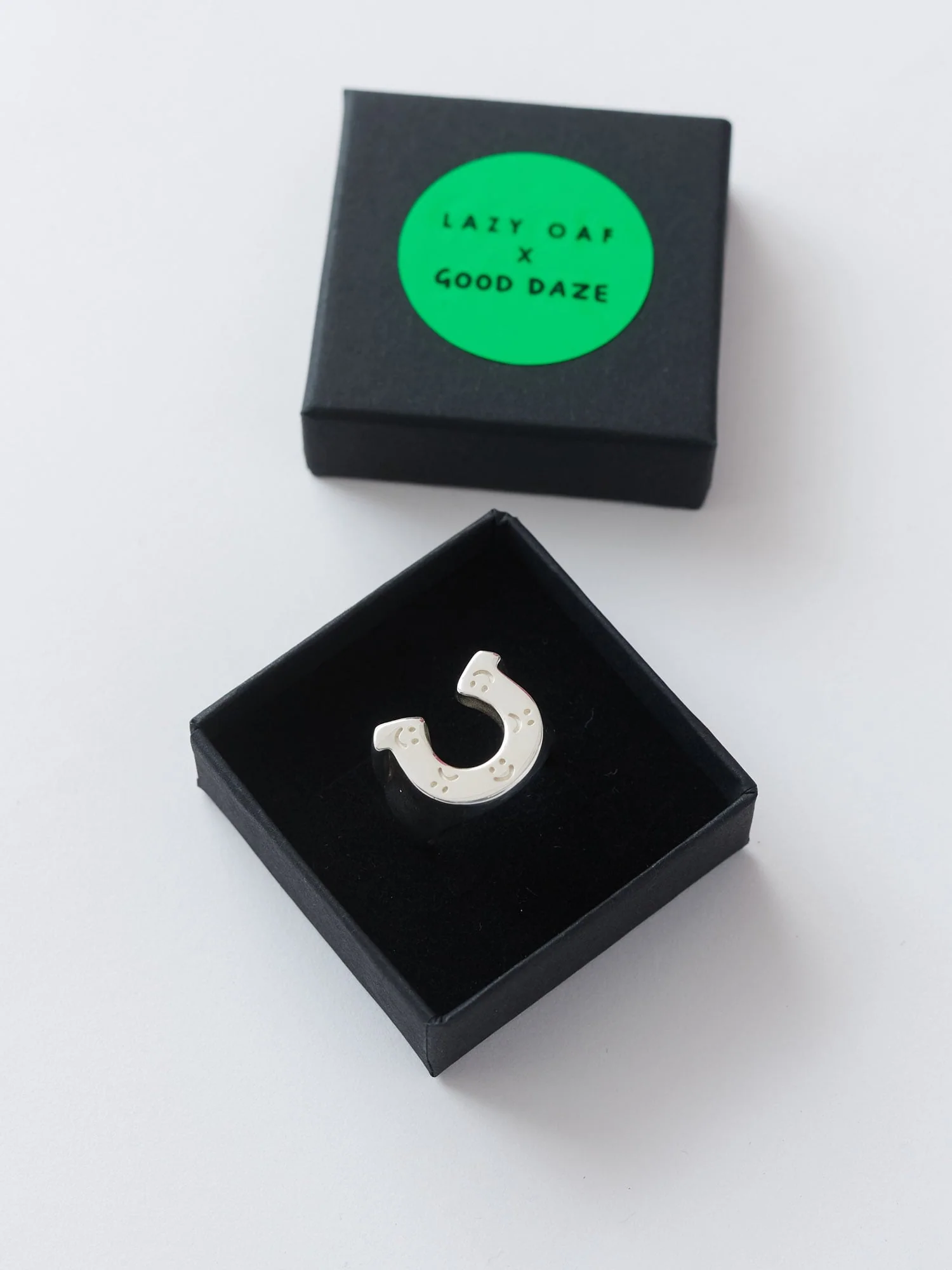 LO x Good Daze Happy Sad Lucky Horseshoe Ring Silver - Image 2