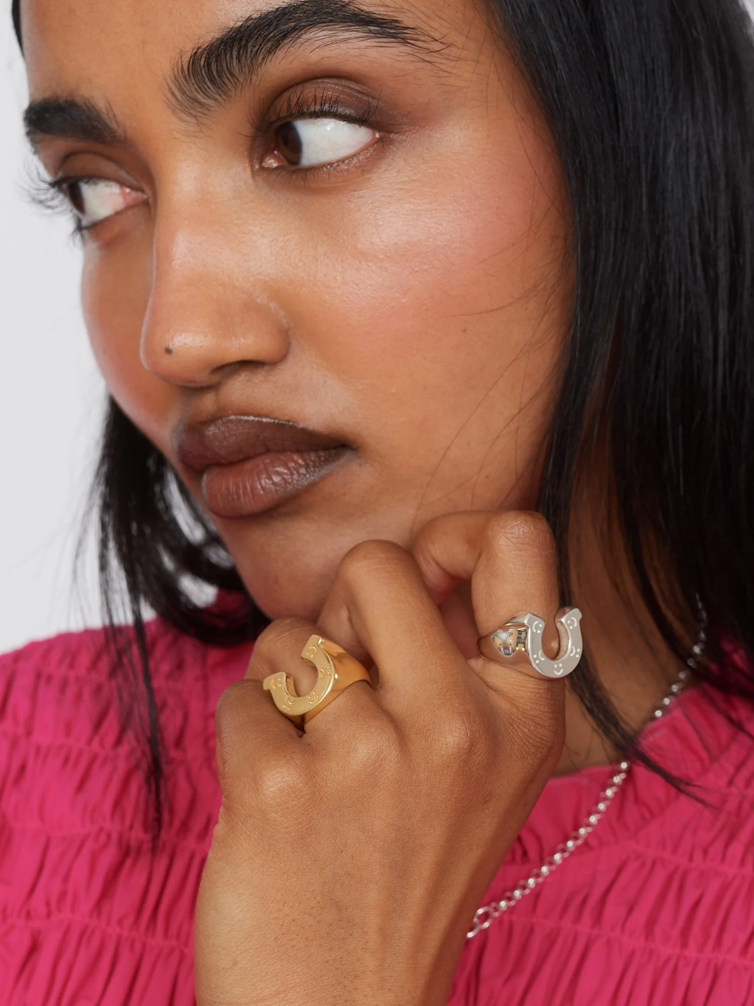 LO x Good Daze Happy Sad Lucky Horseshoe Ring Silver - Image 4
