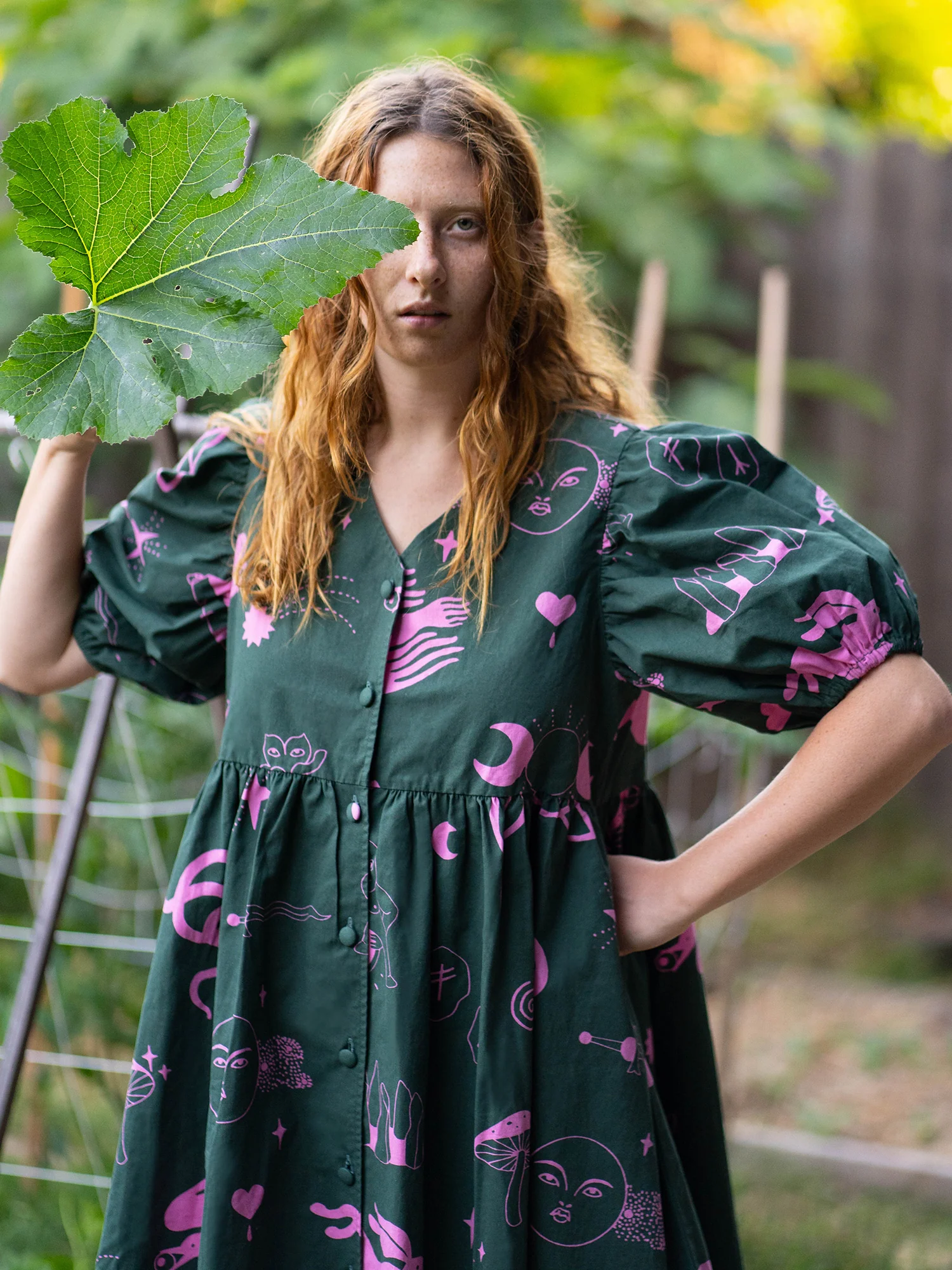 LO x Laura Callaghan Hidden Symbols Puff Sleeve Dress - Image 3