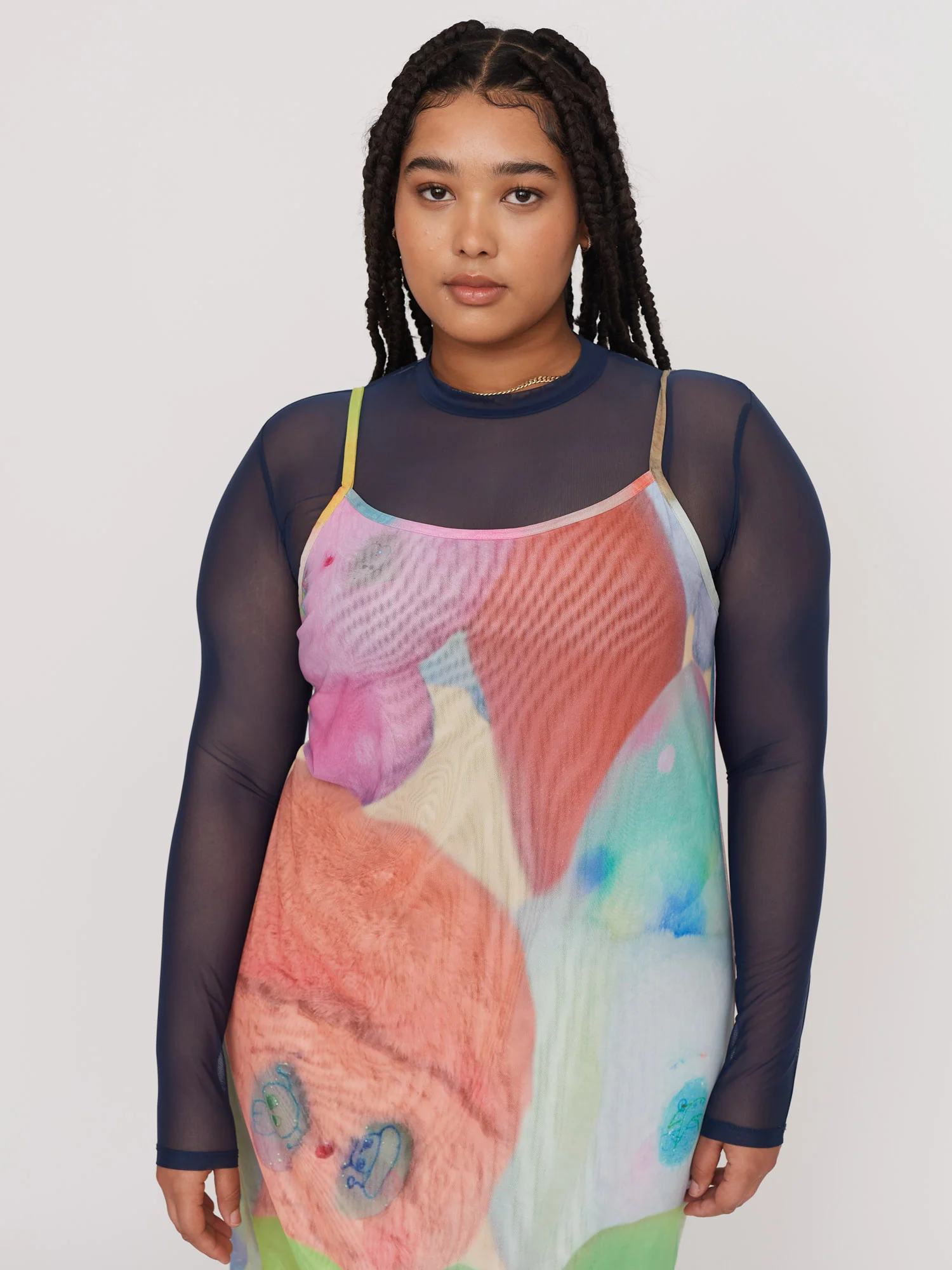 LO x Nhozagri Plush Mesh Dress - Image 4