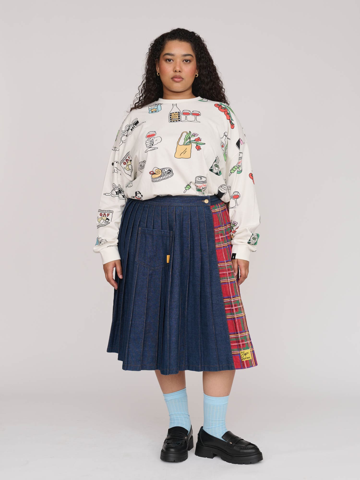 Mash Up Denim Pleated Skirt - Image 3