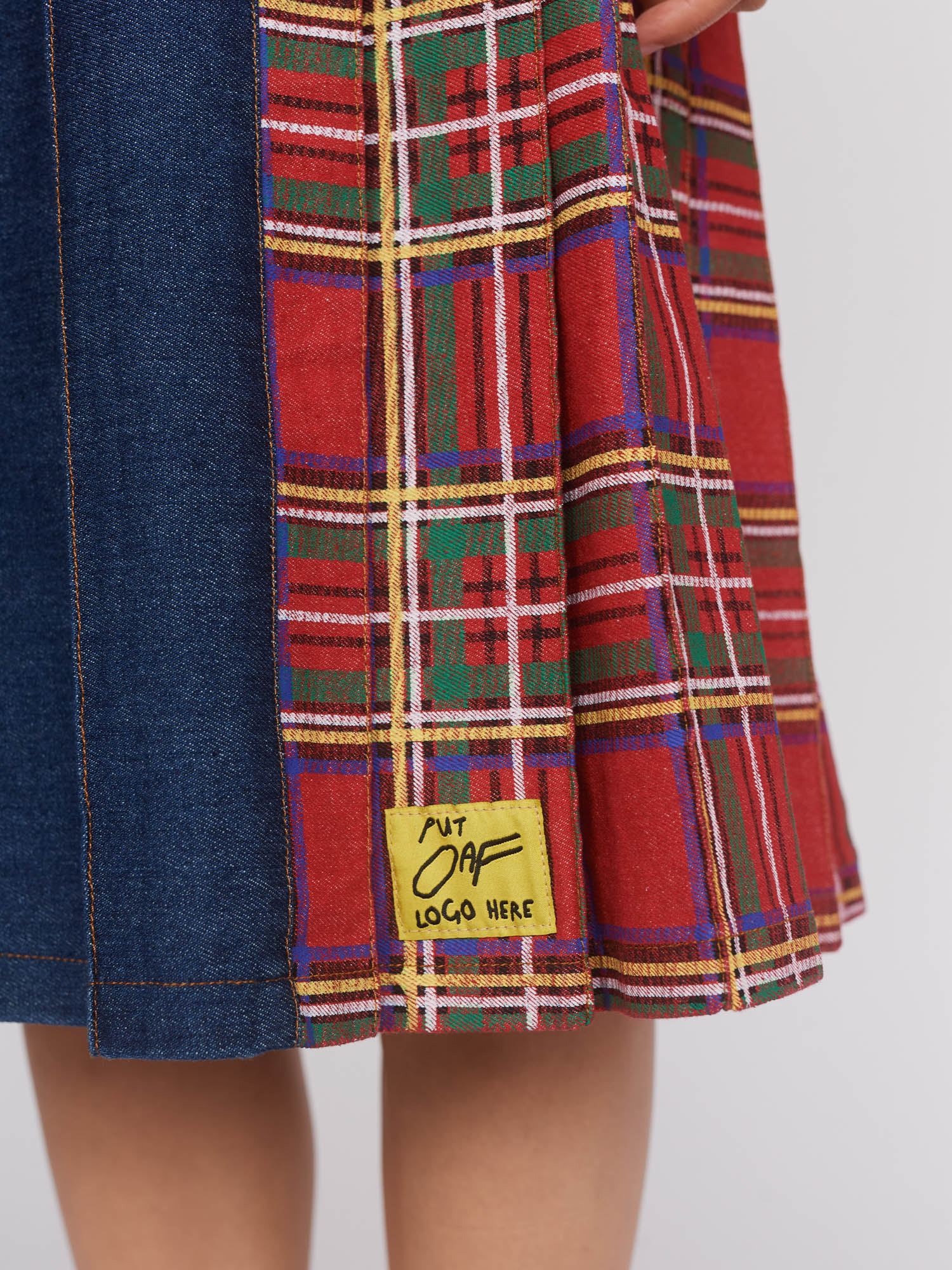 Mash Up Denim Pleated Skirt - Image 4