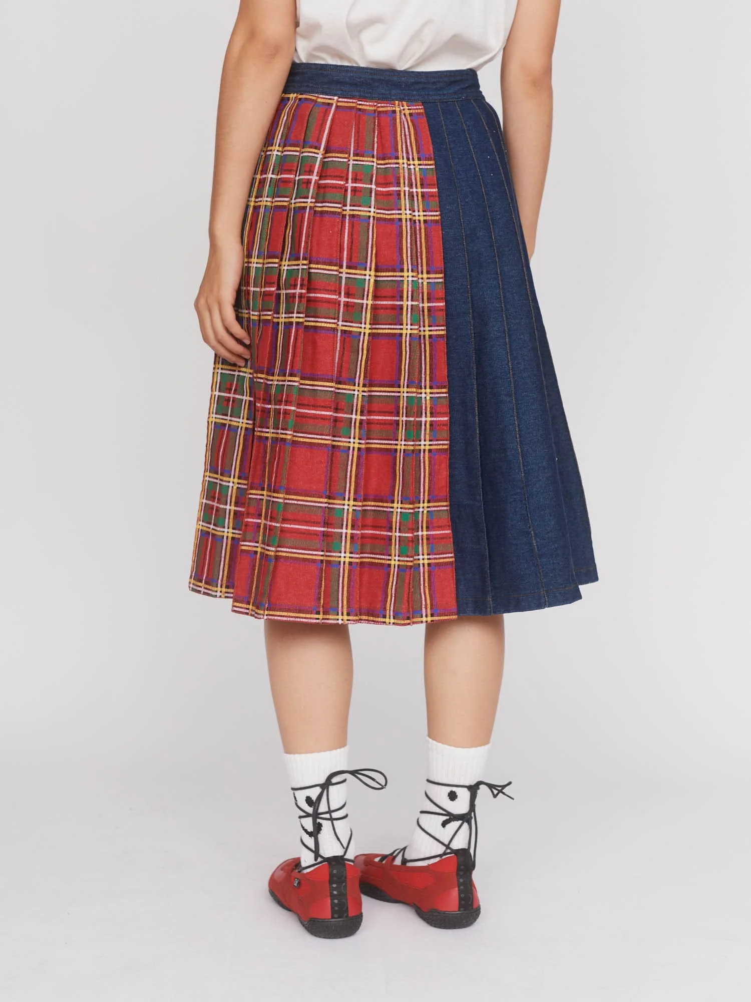 Mash Up Denim Pleated Skirt - Image 6