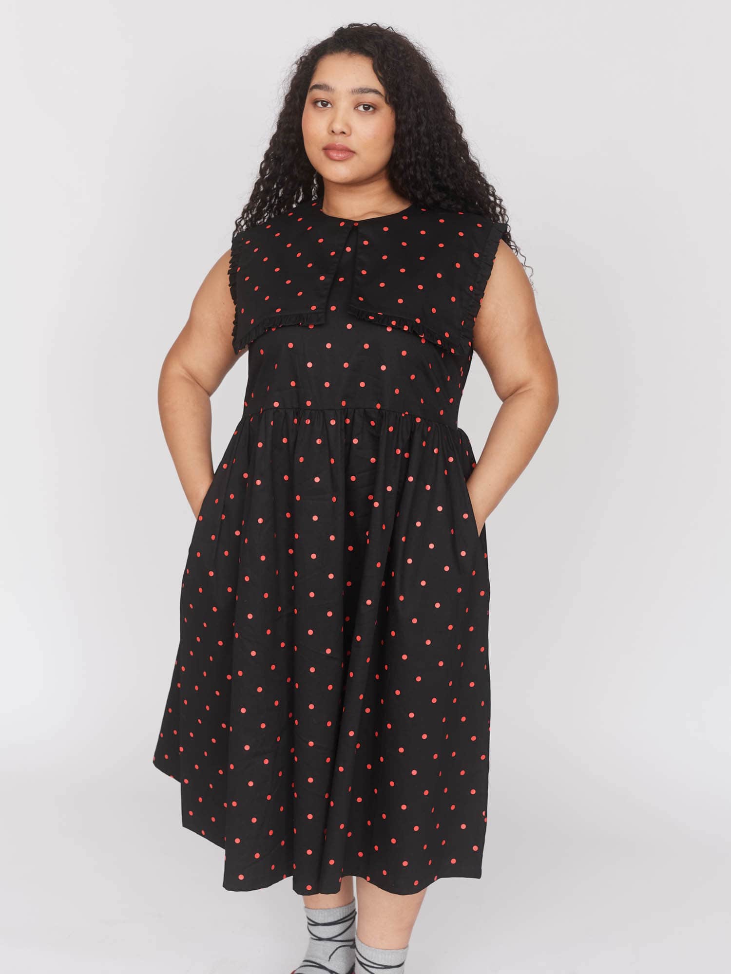 Micro Polka Big Collar Dress - Image 5