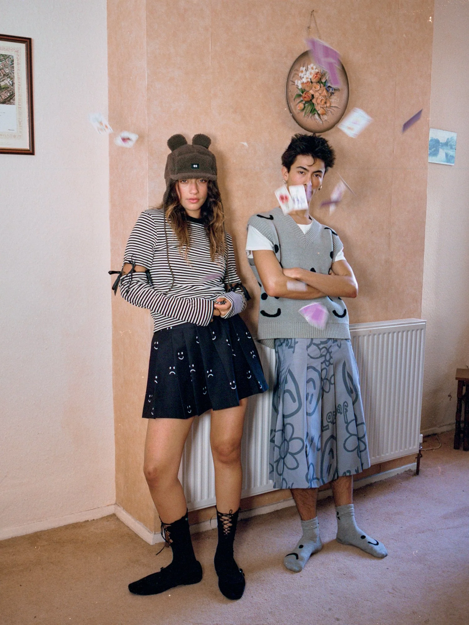 Mini Pleated Happy Sad Skirt - Image 2