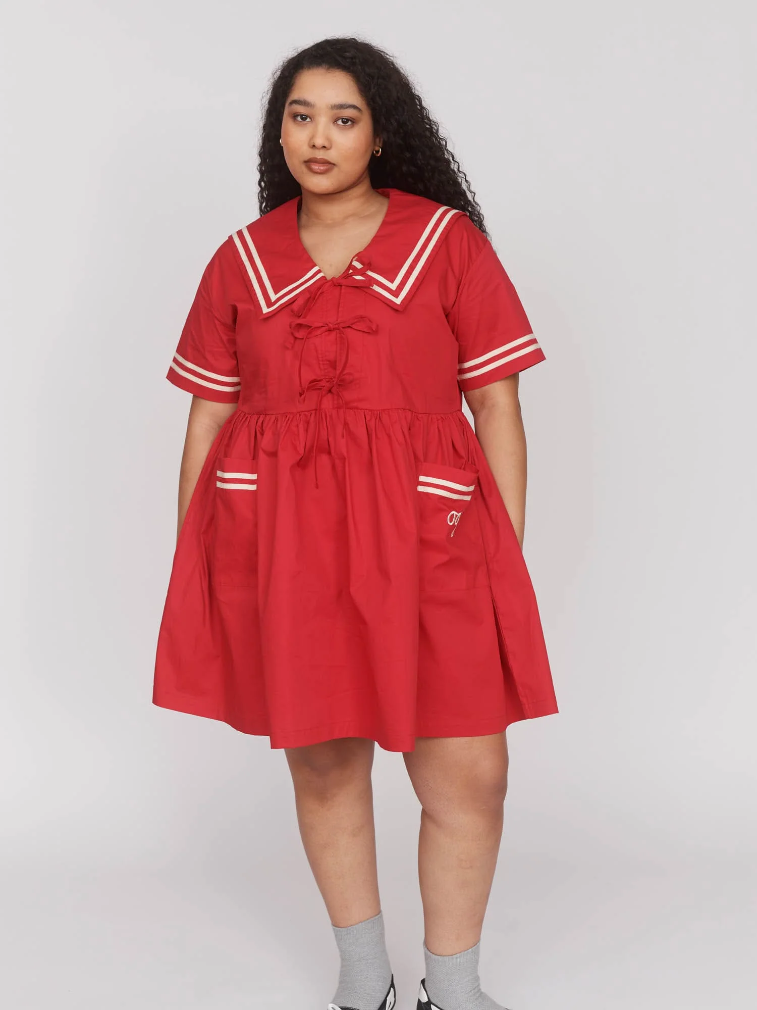 Red Mini Sailor Dress - Image 3