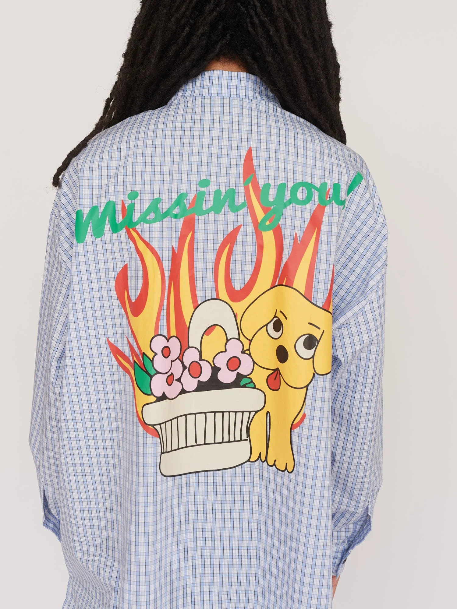 Missing You Check Oversized Shirt - Image 3