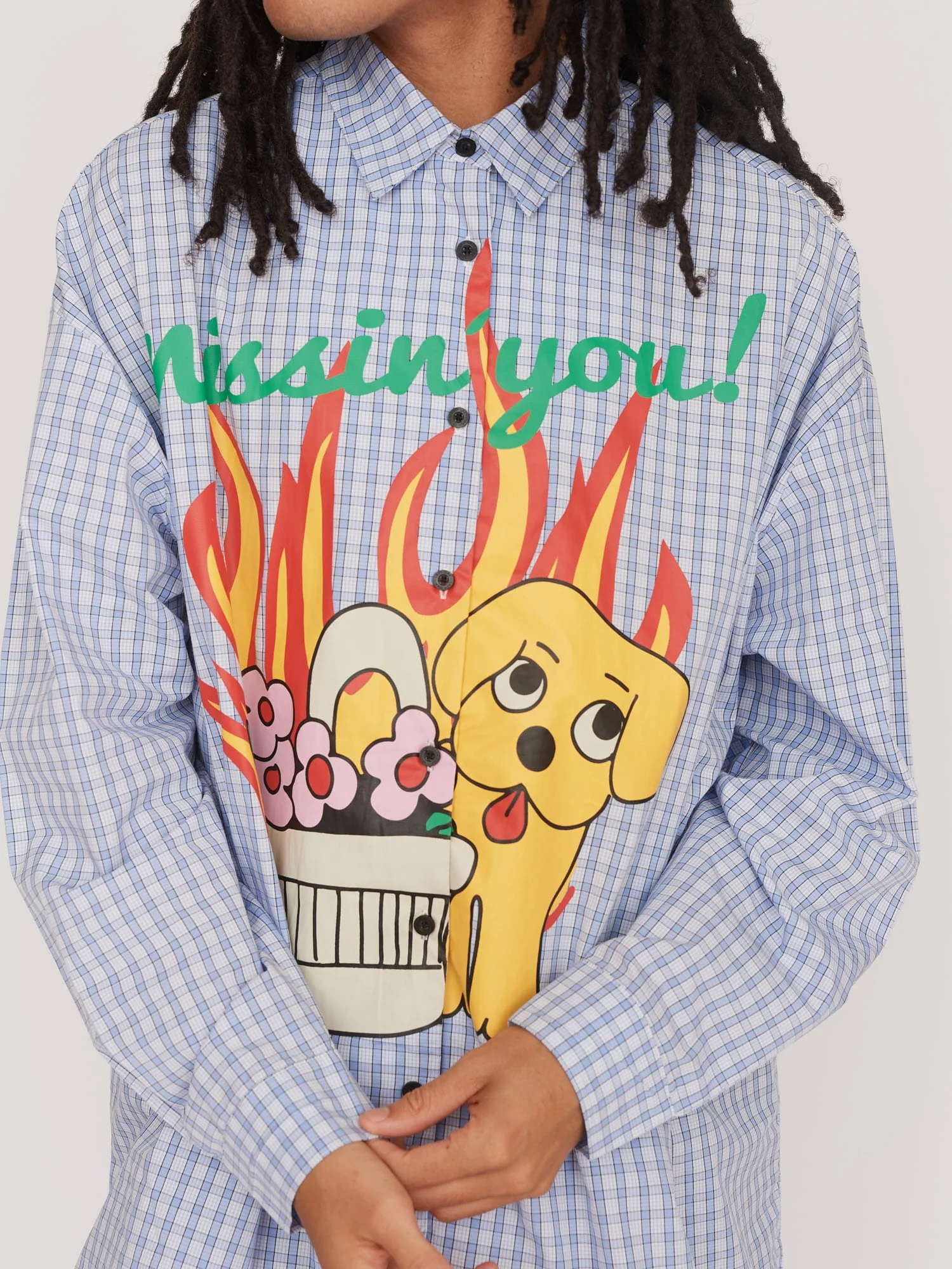 Missing You Check Oversized Shirt - Image 6