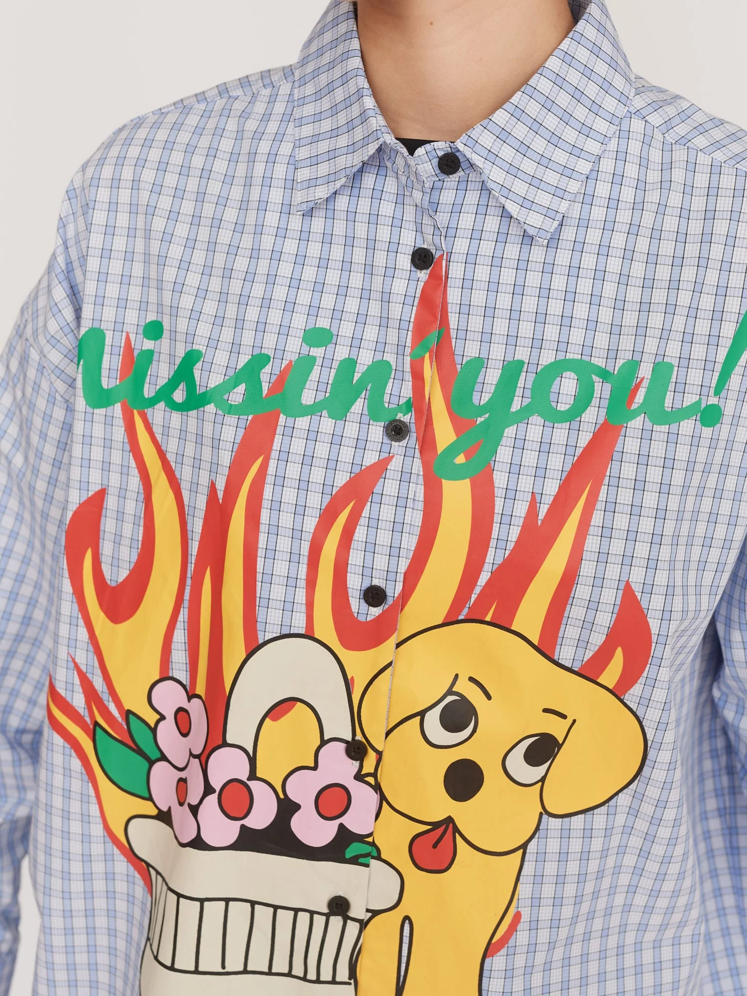 Missing You Check Oversized Shirt - Image 7